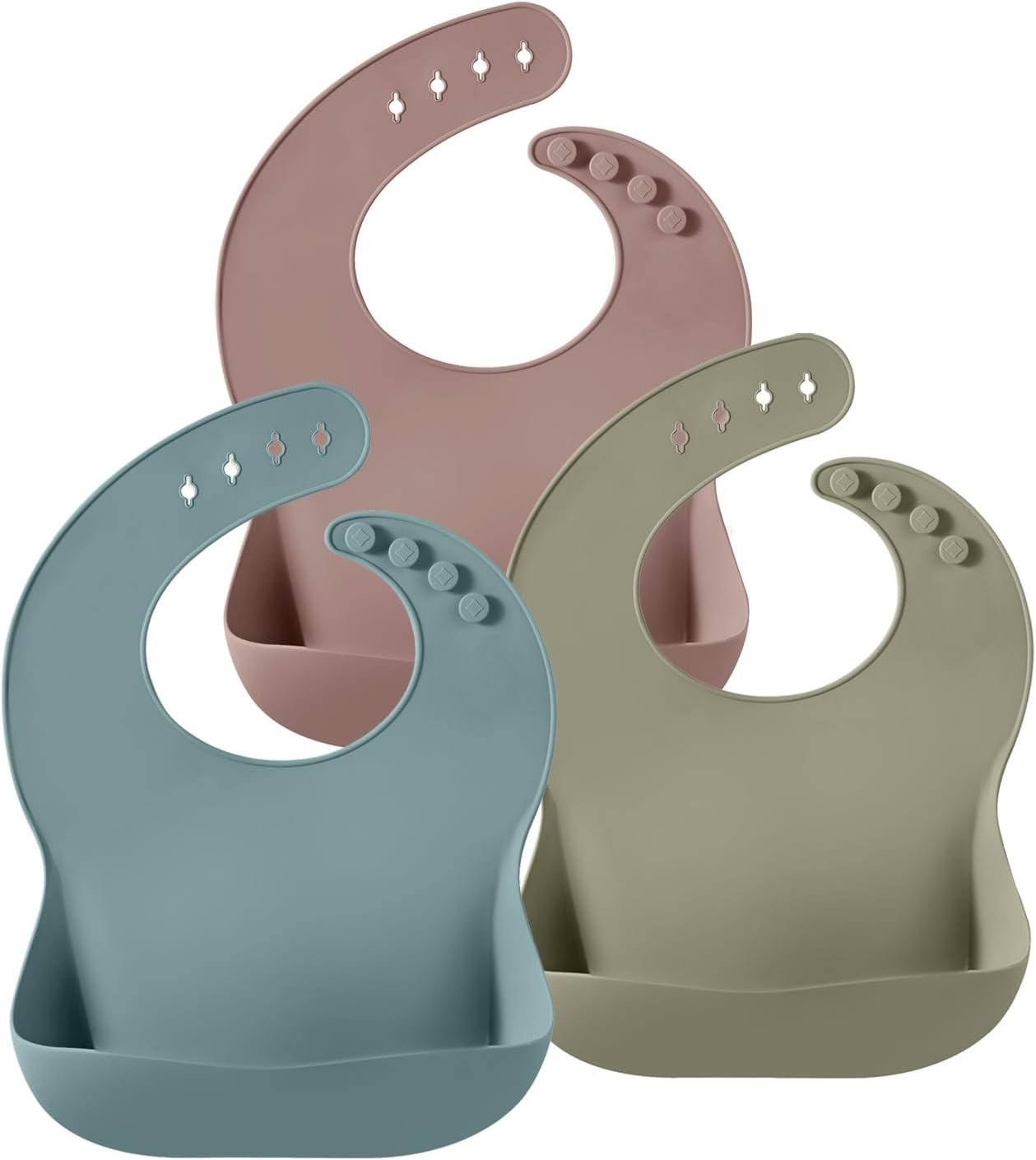 PandaEar 3 Pack Silicone Bibs for Babies – Waterproof, BPA Free, Soft Durable Bibs for eating with Pocket Food Catcher