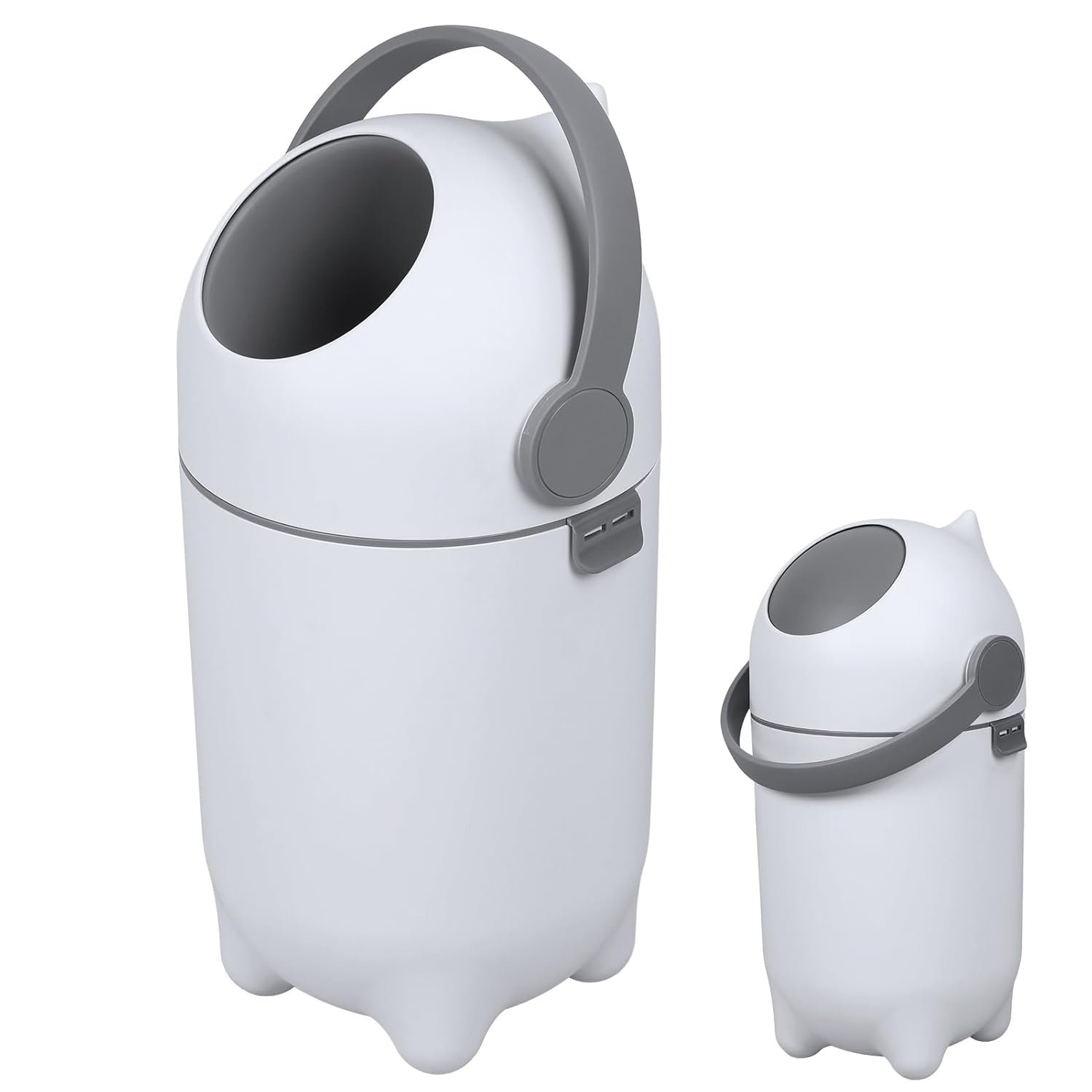 4 Gallon Diaper Pail with Airtight Lid, Odor Control Nursery Trash Can for Babies, 15L Portable Garbage Bin for Bedroom Bathroom Decor Holds 16 Diapers White White