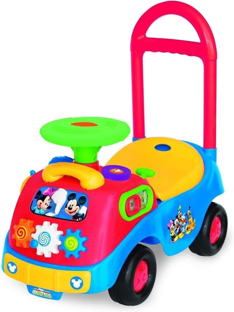 Kiddieland Mickey & Friends Activity Ride-On with Music, Lights & Sounds, Toy Phone, Steering Wheel, Toddler Push Car for Ages 12–36 Months, Battery Powered