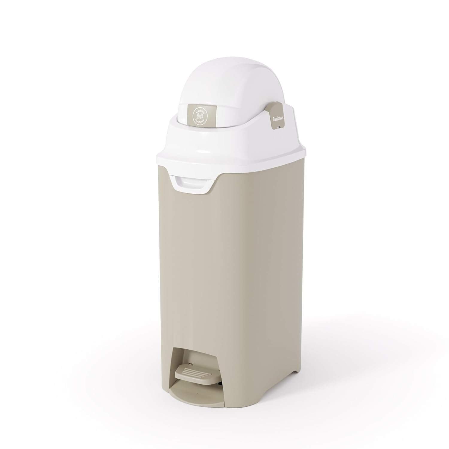 Foundations Hands Free Medium Diaper Pail with Airtight Lid – Durable & Odorless Diaper Disposal, Holds up to 45 Newborn Diapers, Refill with Any Bags – Sand