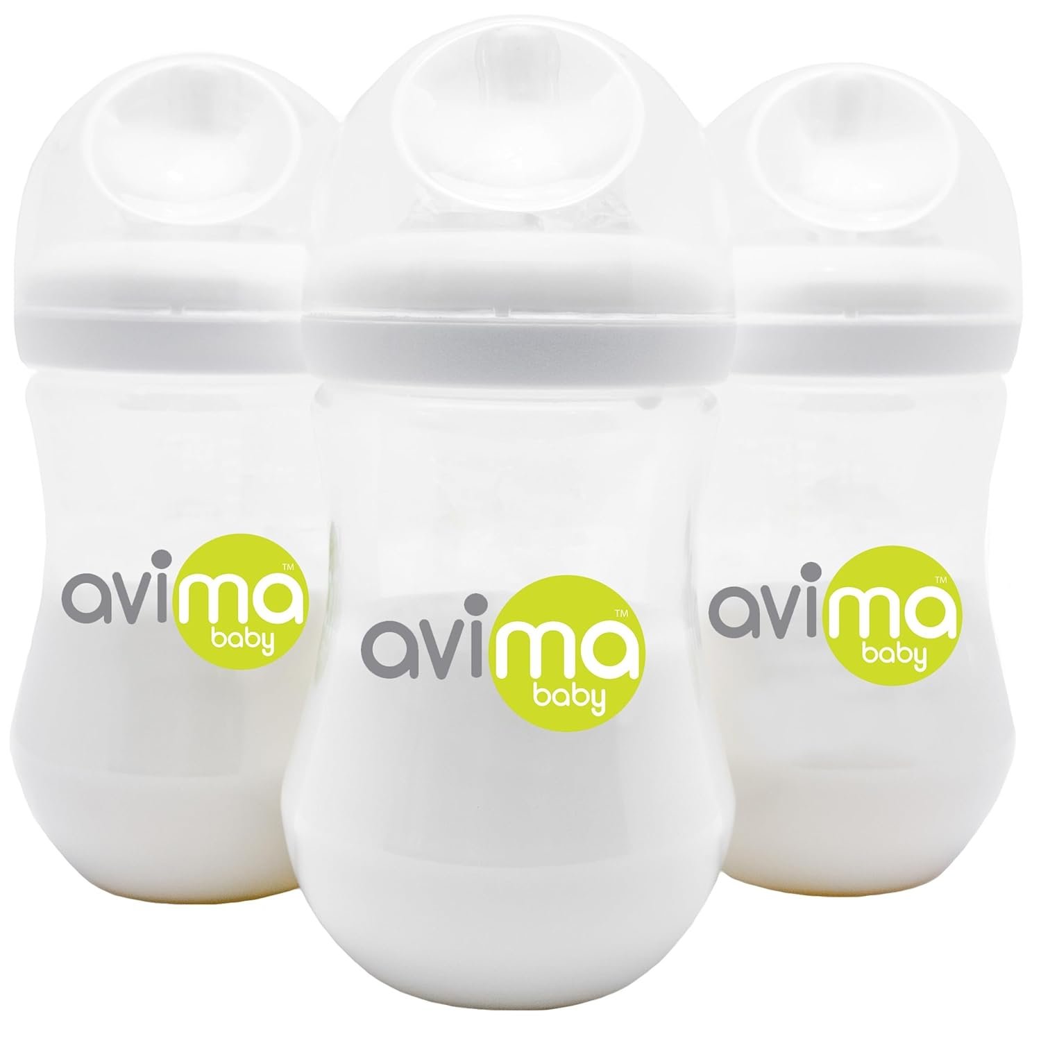 Avima Baby 9 oz Anti Colic Baby Bottles for Breastfed Babies – Medium Flow Nipples, Wide Neck Bottle, BPA Free – 3-6 Months, Stage 2 (Set of 3)