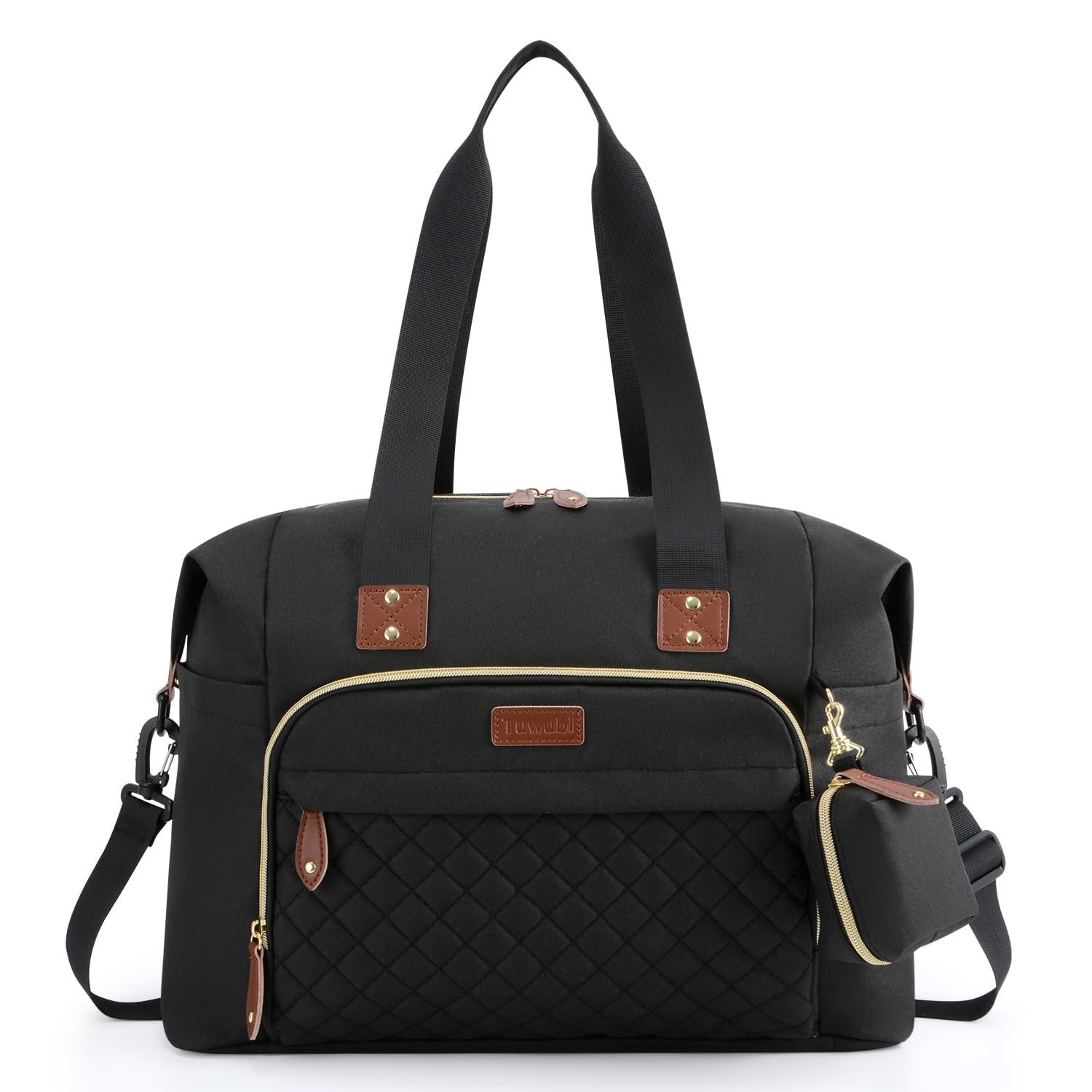 Tuwubi Diaper Bag Tote,Baby Diaper Bag with Pacifier Case Large Travel Diaper Tote Caddy for Mom and Dad Multifunction Large Baby Bag – Black