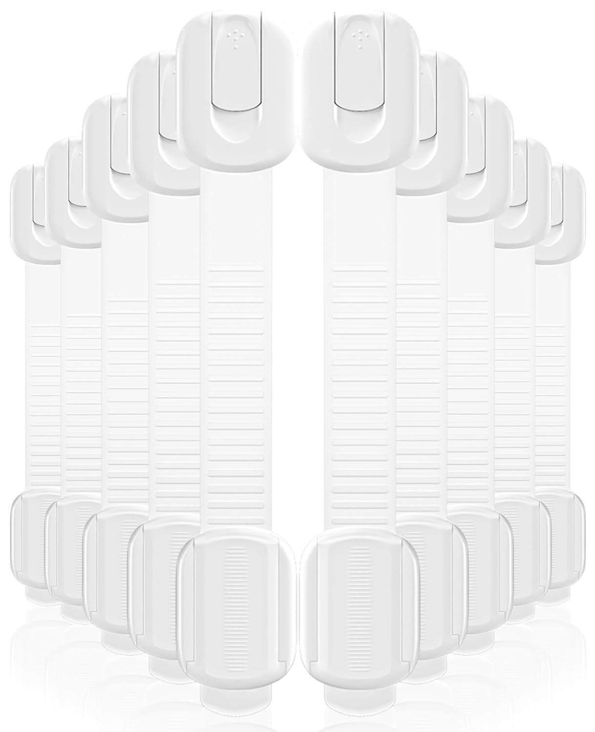 10 Pack Cabinet Locks Baby Proofing, Child Proof Cabinet Locks with 3M Adhesive – Easy Installation with Adjustable Straps, Multi-Purpose Child Safety Latches for Drawers Fridge Trash Cans Toilets