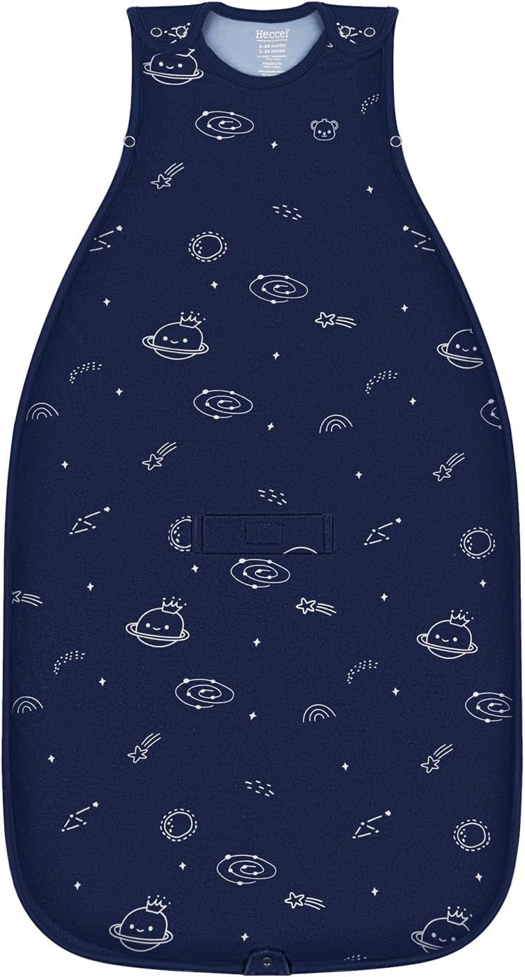 HECCEI Merino Wool & Cotton Baby Sleep Sack, All-Season 2-Way Zipper Baby Sleeping Bag, Adjustable Fit Baby Wearable Blanket (Cosmos Blue)