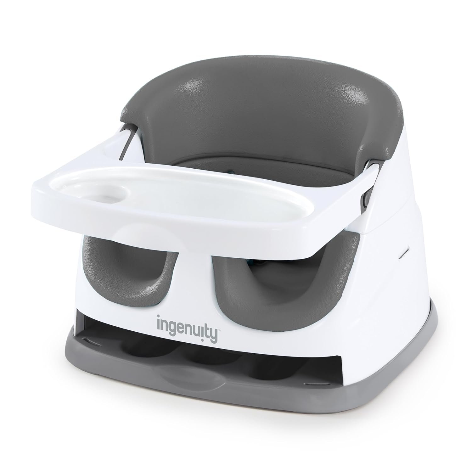 Ingenuity Baby Base 2-in-1 Booster Feeding and Floor Seat with Self-Storing Tray – Slate
