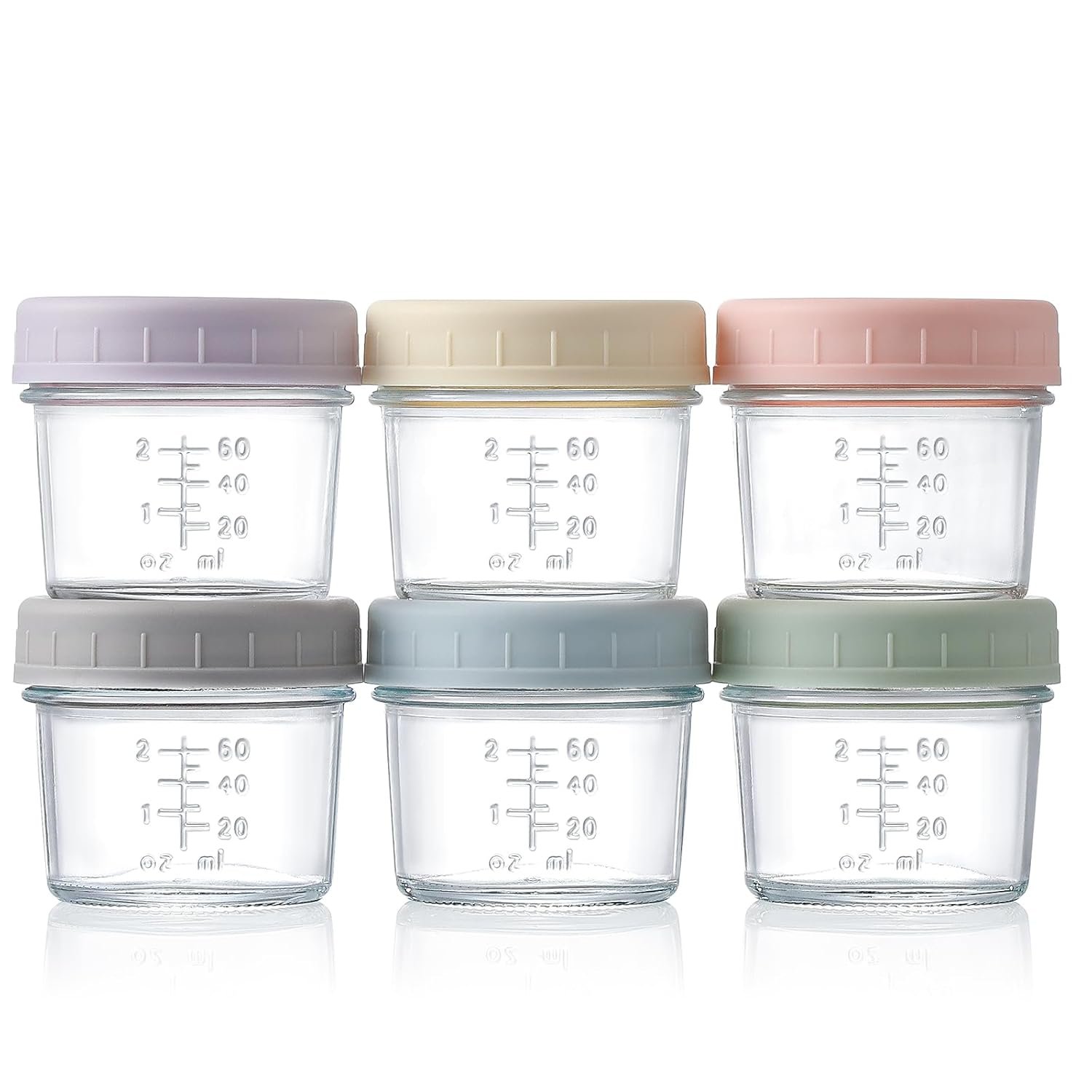 VITEVER 6 Pack Glass Baby Food Storage Containers – 4 oz Baby Food Storage Jars With Lids, Baby Food Maker, Microwave, Dishwasher & Freezer Safe