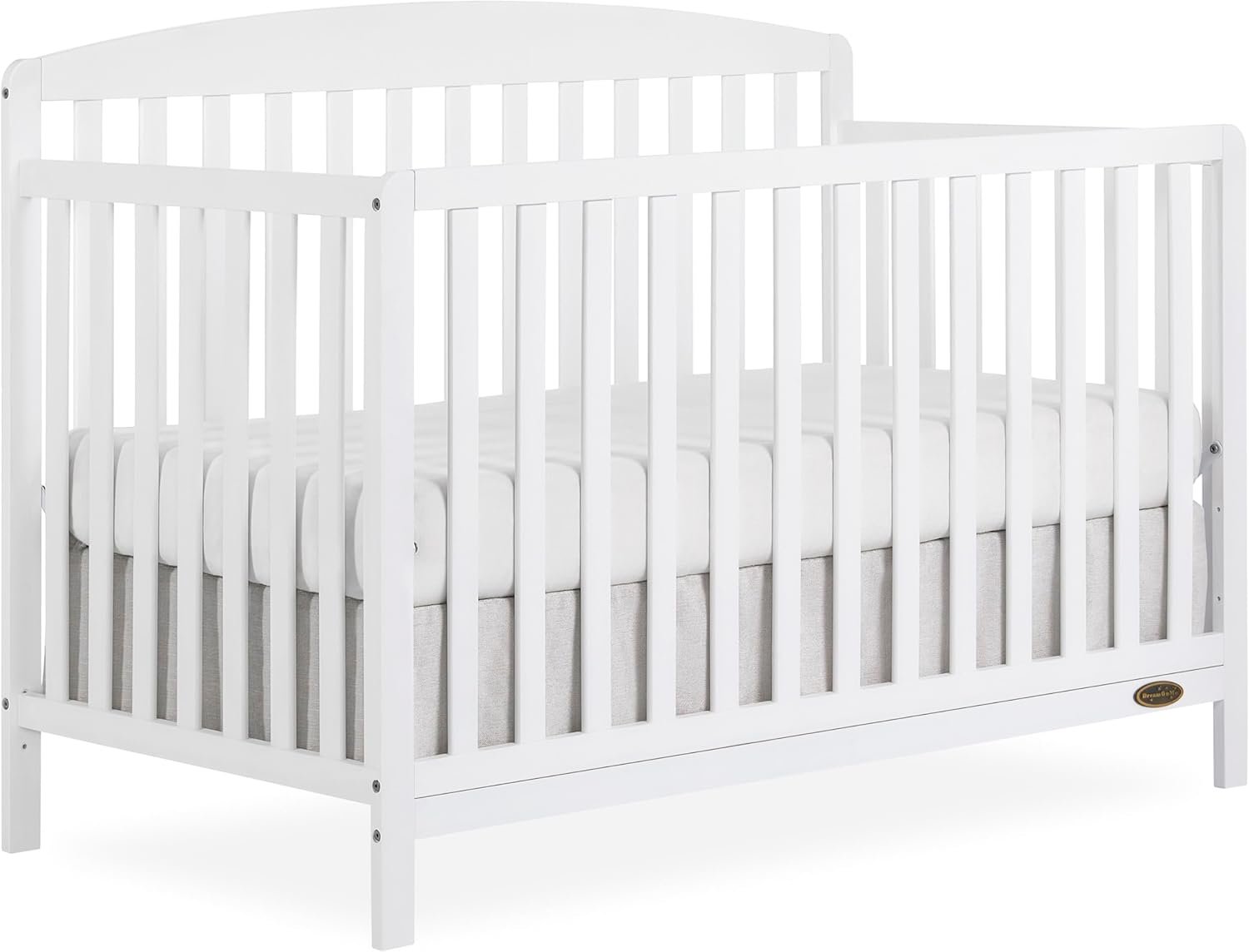 Dream On Me Odelle 5-in-1 Convertible Full-Size Baby Crib in White, GreenGuard Gold & JPMA Converts to Toddler, Day & Full-Size Bed, Sustainable Pinewood, 3 Mattress Heights