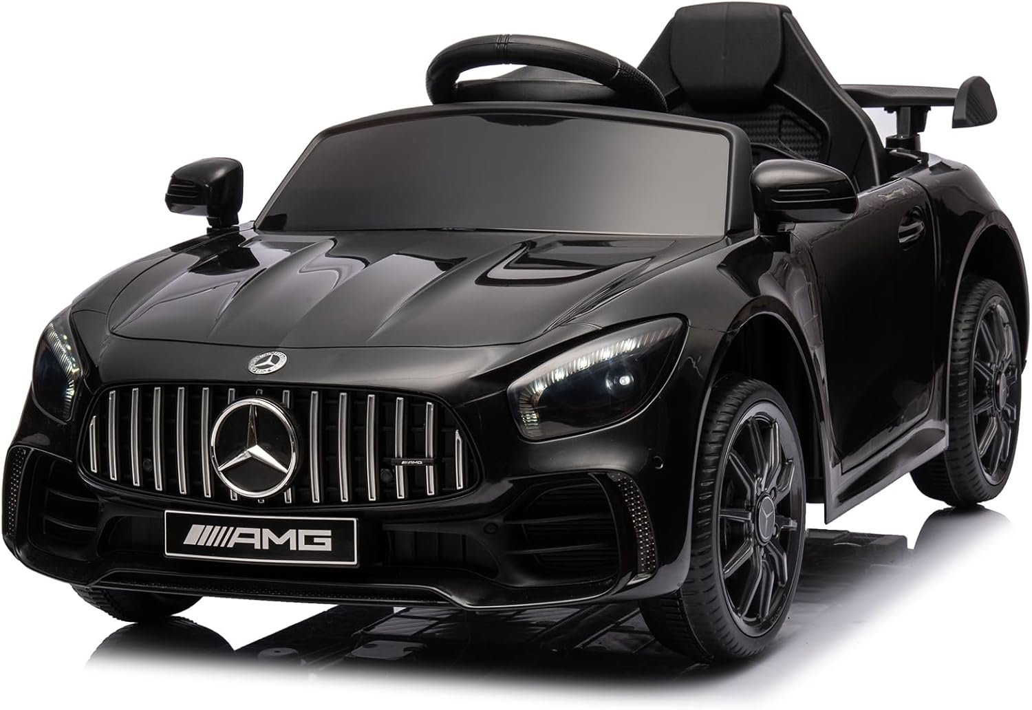 Winado 12V Ride on Car, Licensed Mercedes Benz AMG GTR Battery Powered Electric Vehicle, w/Parent Remote, Wider Seat, LED Lights, Openable Doors, MP3 Player, Smooth Start, 3 Speeds – Black