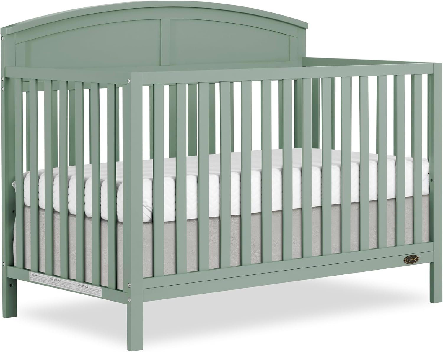 Dream On Me Storybrooke 5-in-1 Convertible Full-Size Baby Crib, GreenGuard Gold & BSA Certified, Convert to Toddler, Day & Full-Size Bed Sustainable Pinewood, 3 Mattress Height Settings – Meadow Green