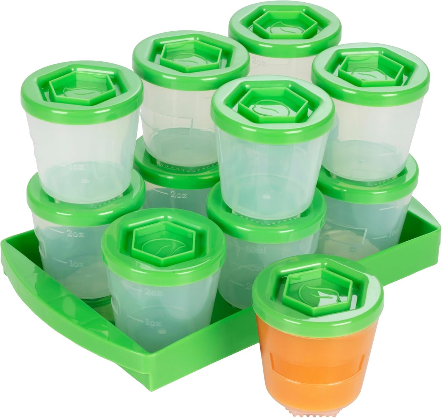 Baby Food Containers: Reusable Stackable Freezer Safe Storage Cups w/ Tray & Dry-erase Marker (Set of 12 – 2oz) BPA & PVC Free