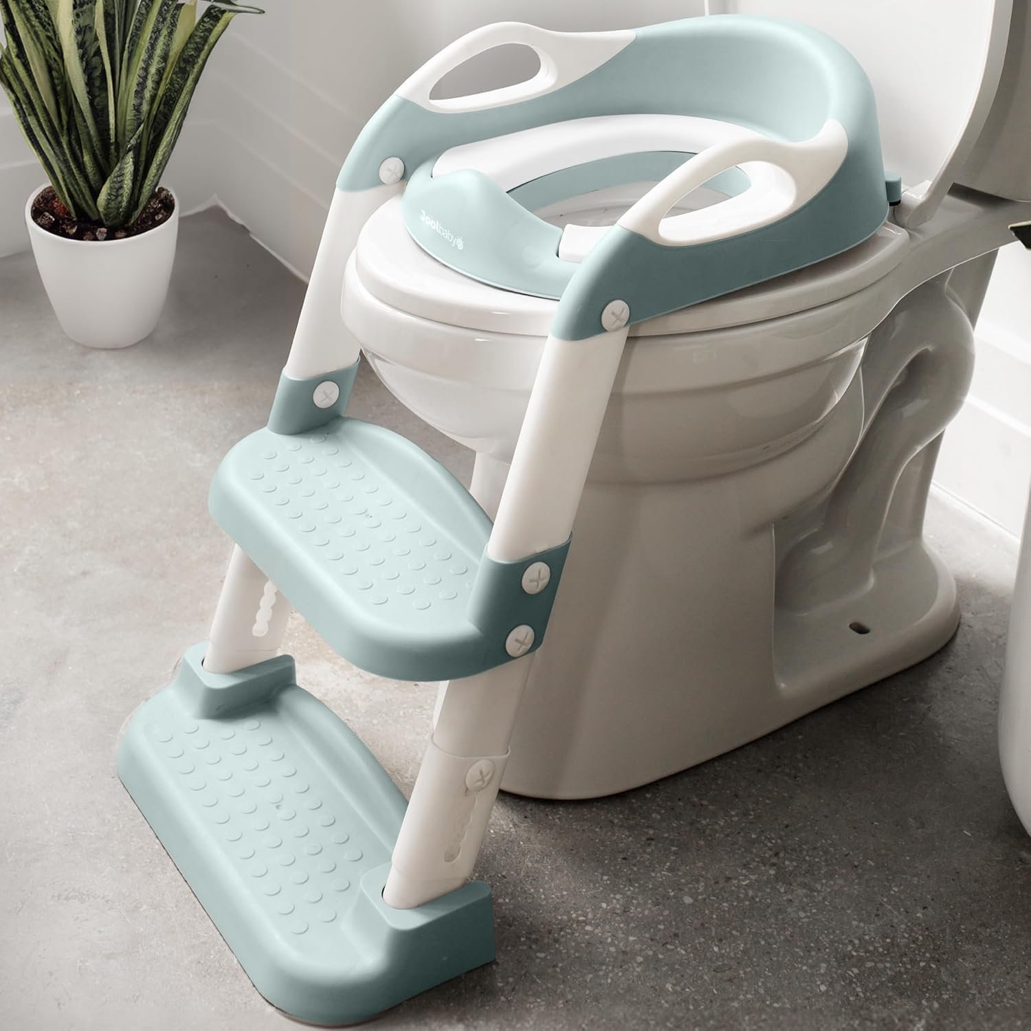 Jool Baby Potty Training Seat with 2 Step Ladder for Toddlers – Splash Guard, Adjustable Height (Aqua)