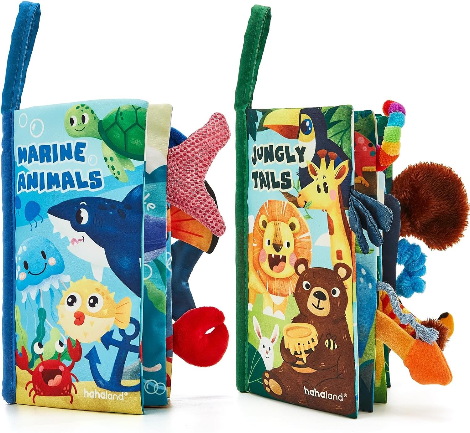 hahaland Baby Toys 0-6 Months – Crinkle Books for Babies 2-Pack, Soft Cloth Sensory Touch Feel Baby Book 6-12 Months Infant Montessori Toys 0-3 Month Newborn Baby Boys Gifts 3-6 Months Travel Toys