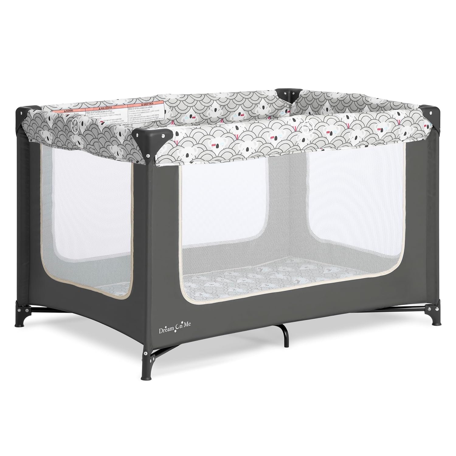 Dream On Me Zodiak Baby Playard, Breathable Mesh Sides, Soft Comfortable Mattress, Quick & Easy to Fold with Travel Carry Bag, Compact Space Saving Design – Gray