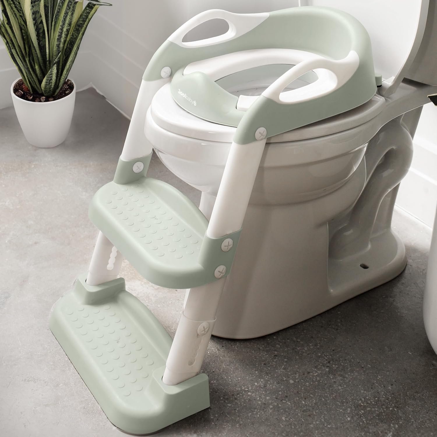 Jool Baby Potty Training Seat with 2 Step Ladder for Toddlers – Splash Guard, Adjustable Height (Sage)