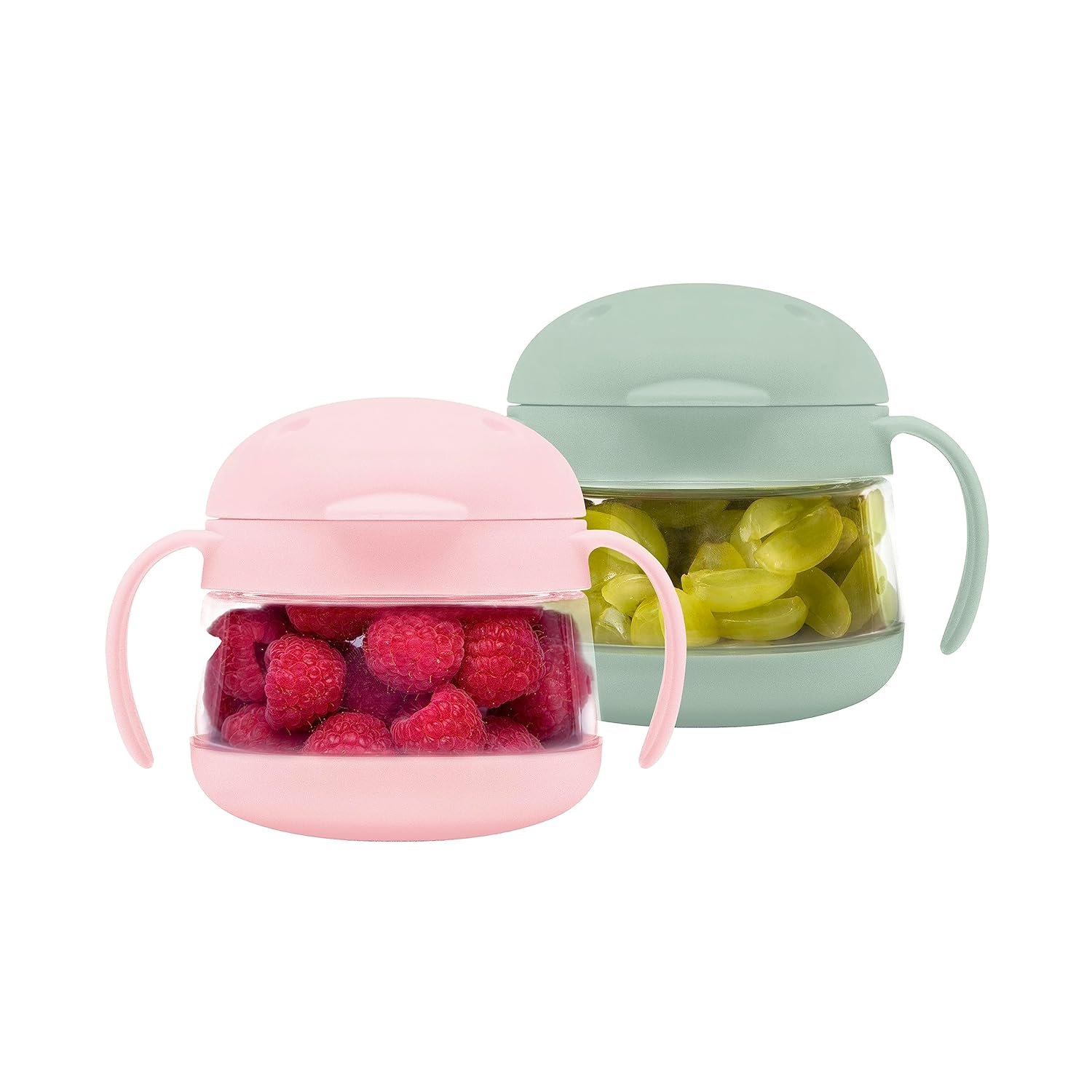 Ubbi Tweat Snack Containers for Kids & Toddlers, BPA-Free Tritan Spill-Proof Toddler Snack Cups, Portable Travel Food Storage, Summer Essentials for Kids, Sage Green & Blush Pink