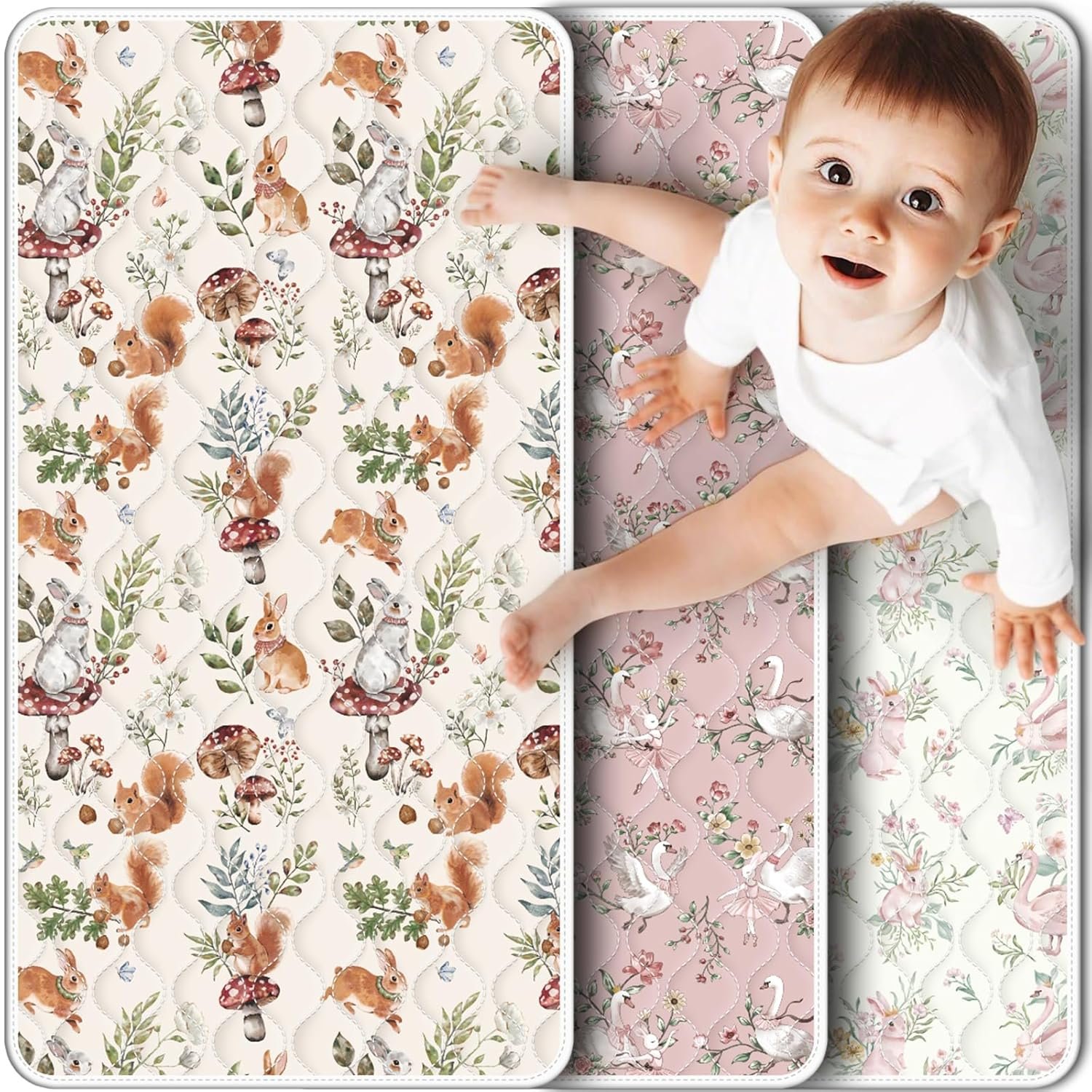 Portable Diaper Changing Pad Viscose from Bamboo 3 Pack, Foldable Waterproof Baby Changing Mat, Absorbent Machine Washable Diaper Bag Travel Essential, Newborn Baby Changer, 27.5×14