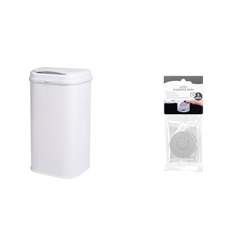 Bundle of Ubbi Stainless Steel Adult Diaper Pail, No Special Bag Required & Adult Diaper Pail Odor Absorbing Fragrance Disks, Odor Eliminator, Lavender Scented, 3 Pack