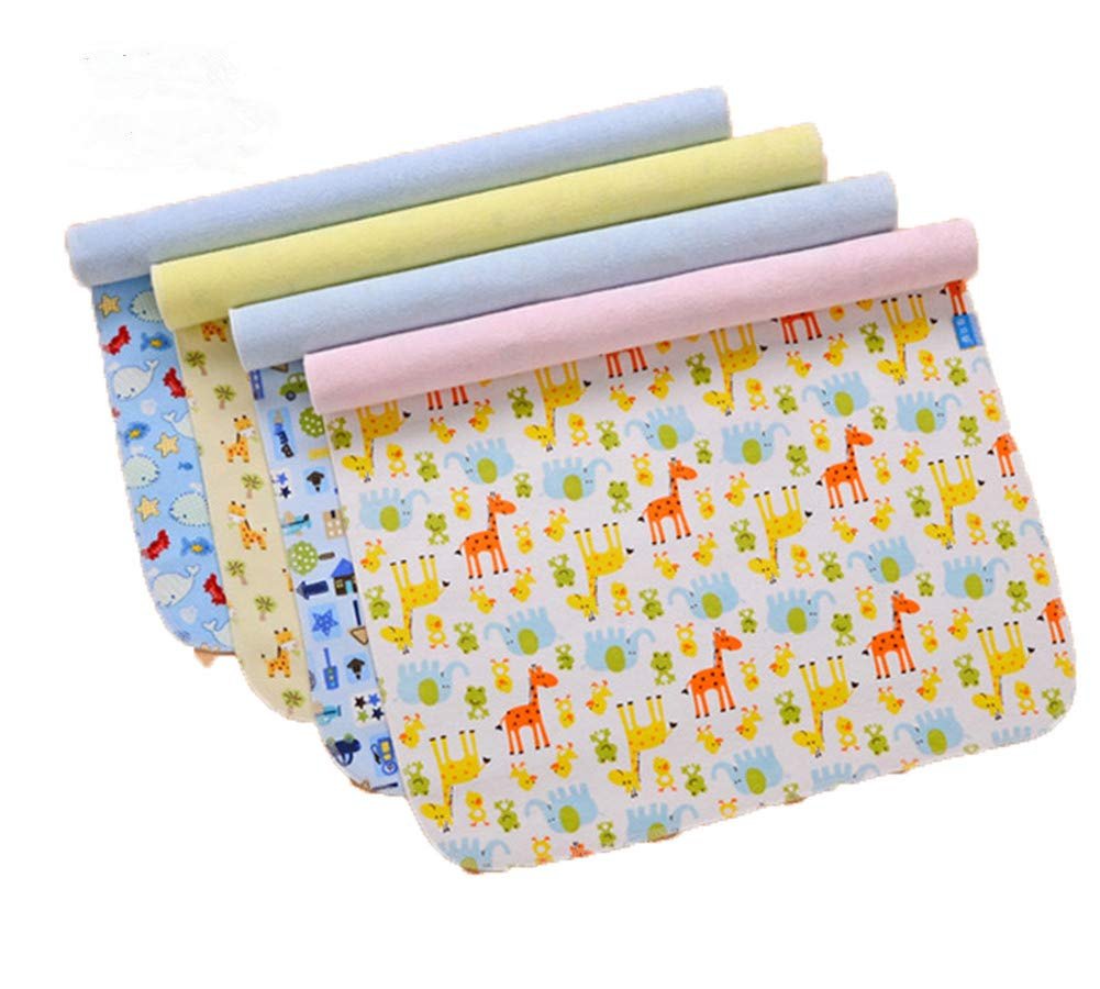 Monvecle 4pcs Pack Baby Infant Waterproof Cotton Changing Pads 18″x12″ Washable Resuable Diapers Liners Mats (4pcs Pack-18″x12″)