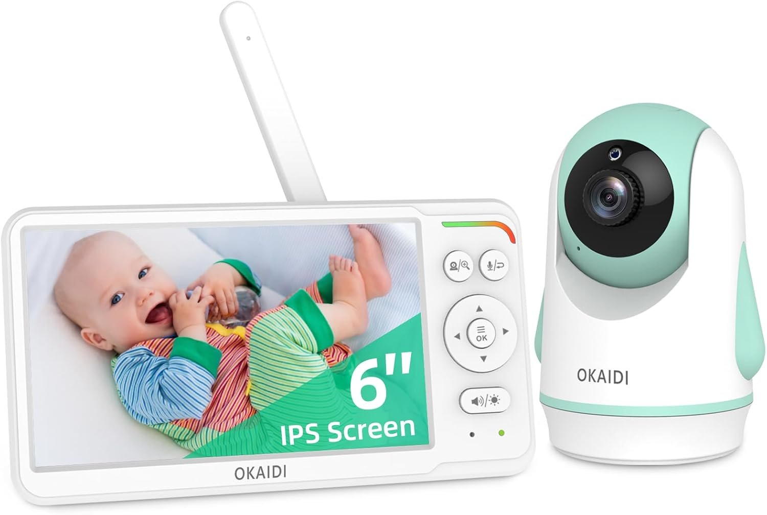 OKAIDI Baby Monitor with Camera and Audio,6″ IPS Screen Baby Camera Monitor with 30H Battery,1000ft Range,Night Vision,Baby Monitor No WiFi,2-Way Talk & 150 Languages Support(Ideal for Home & Travel)