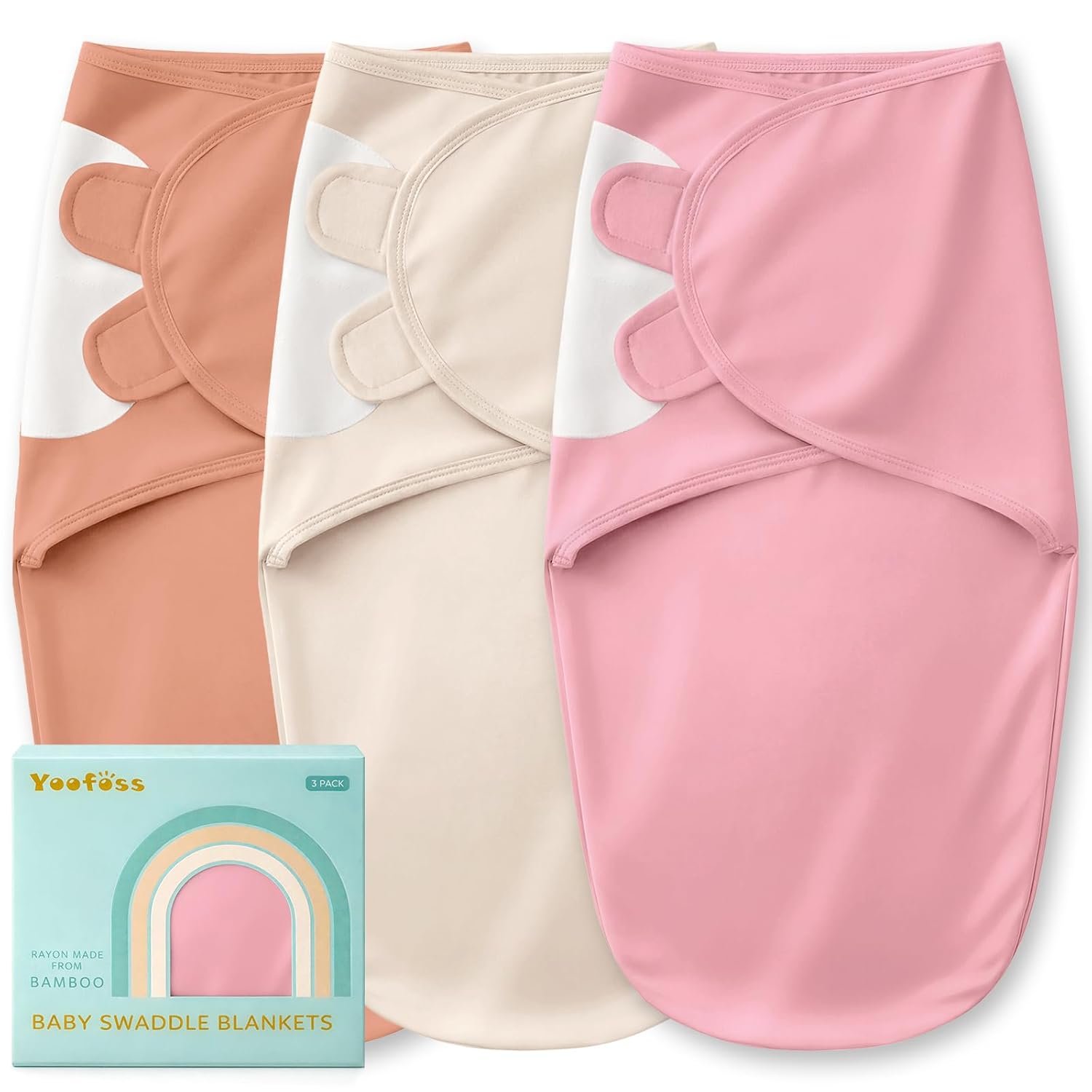 Yoofoss Baby Swaddle for Newborns 0–3 Months, Rayon Made from Bamboo Swaddle, Noiseless Closure Swaddle Sack, Soft Breathable & Durable Snug Fit