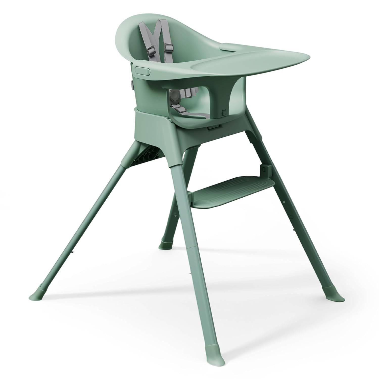 Mompush Olli 7-in-1 Convertible High Chair for Babies and Toddlers – Adjustable Height & Footrest, Dishwasher-Safe Tray, Compact Foldable Design for Easy Storage & Travel, Lightweight Yet Durable