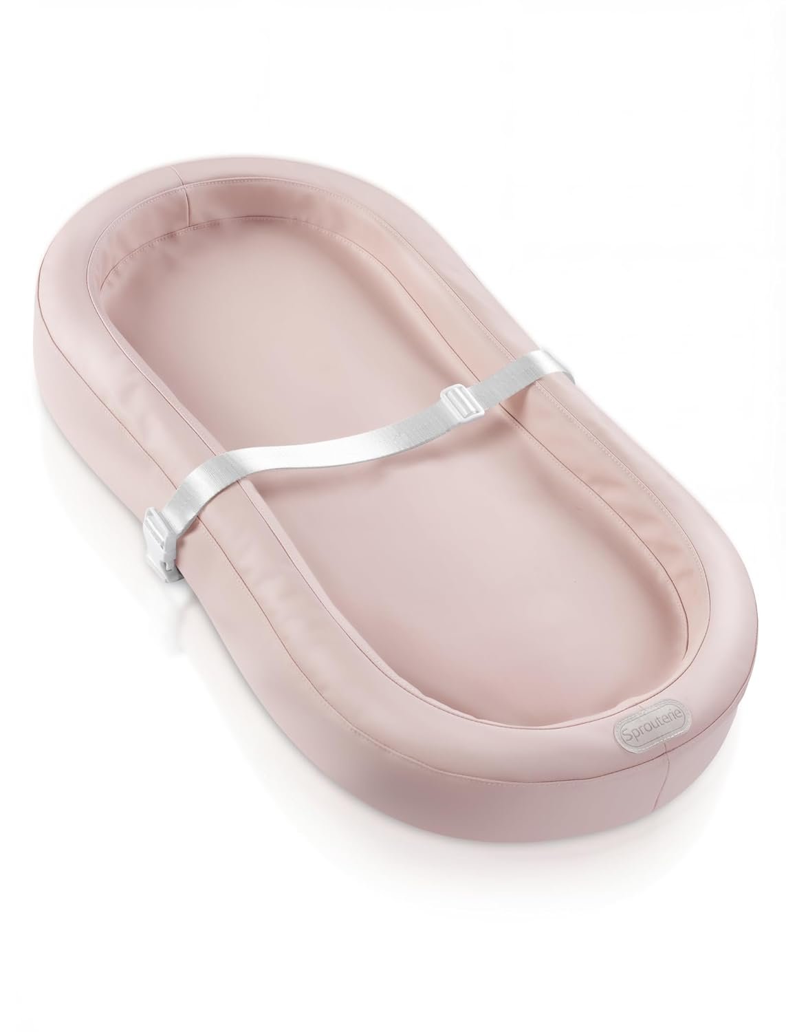 Baby Changing Pad for Dresser and Changing Table, Waterproof Wipeable PU Leather Cover, Contoured Diaper Mat with Safety Strap and Non-Slip Base, 31.5 x 15.8 x 4 in (Pink)