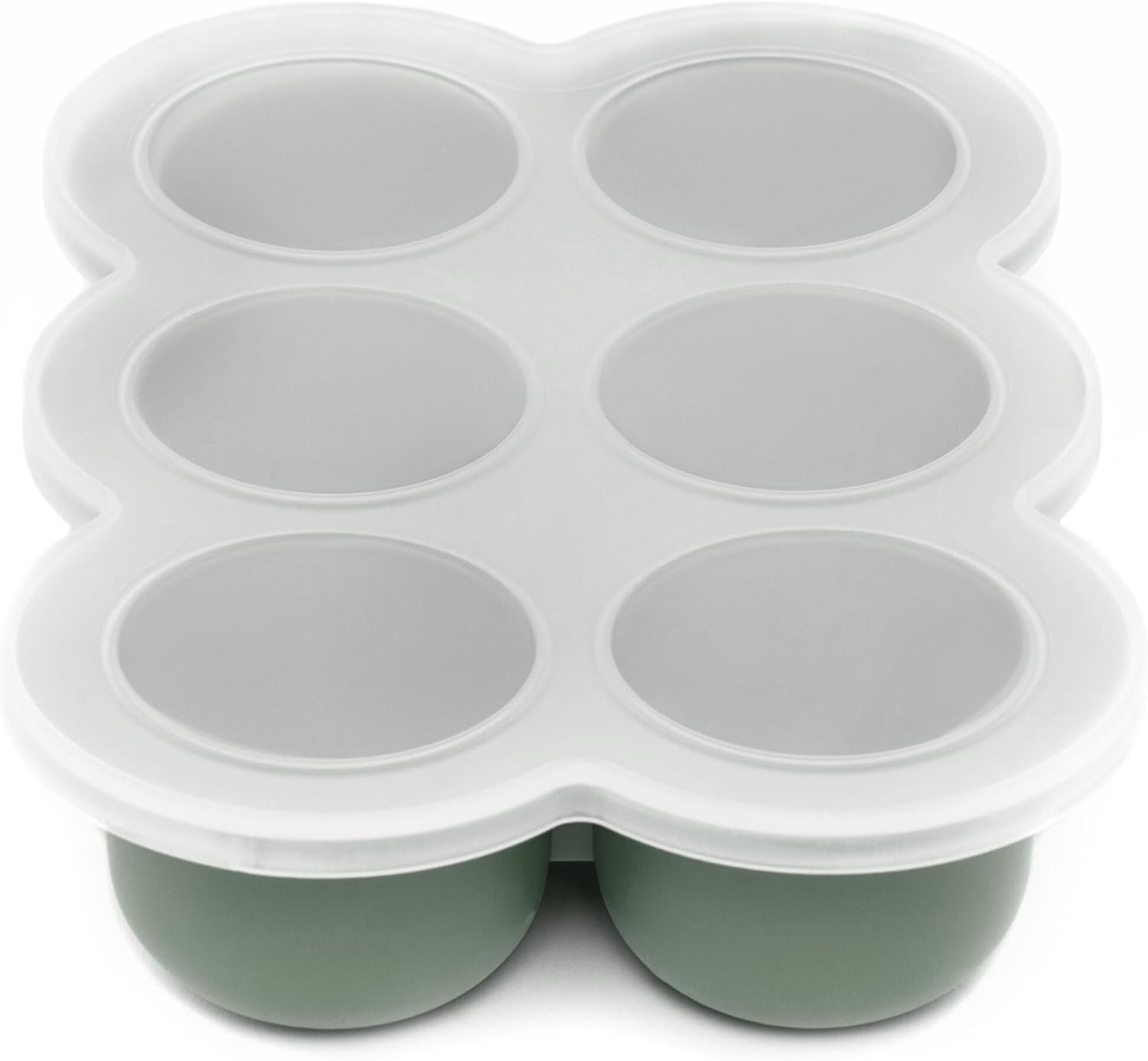 WeeSprout Silicone Baby Food Freezer Tray with Clip-on Lid – Perfect Storage Container for Homemade Baby Food, Vegetable & Fruit Purees, and Breast Milk (Matte Green, Six 3 Ounce Sections)