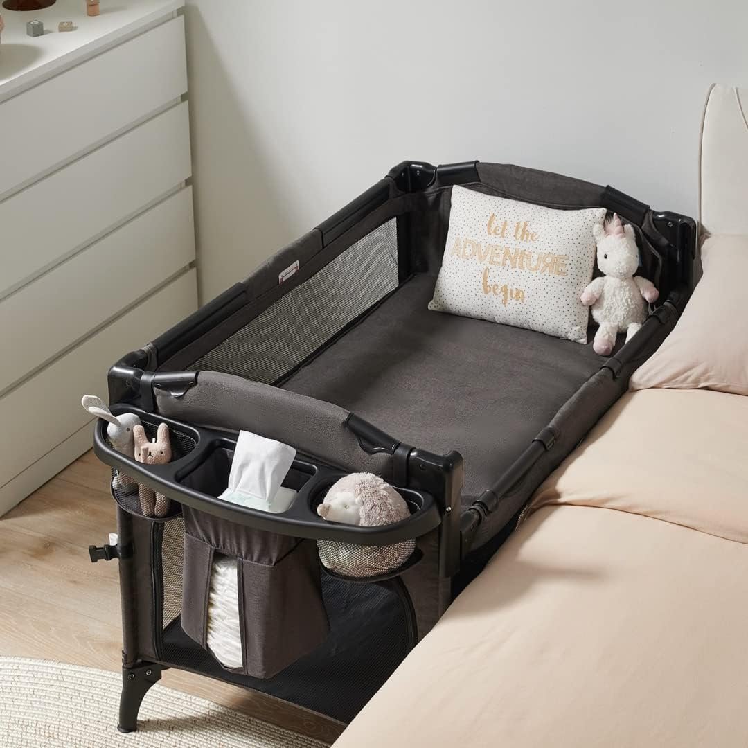 BEKA 4 in 1 Baby Bassinet Bedside Sleeper, Baby Bedside Crib 4 Functions, Bedside Bassinet Crib Sleeper, Playard, Changing Table, Baby Bassinet for Newborn Baby