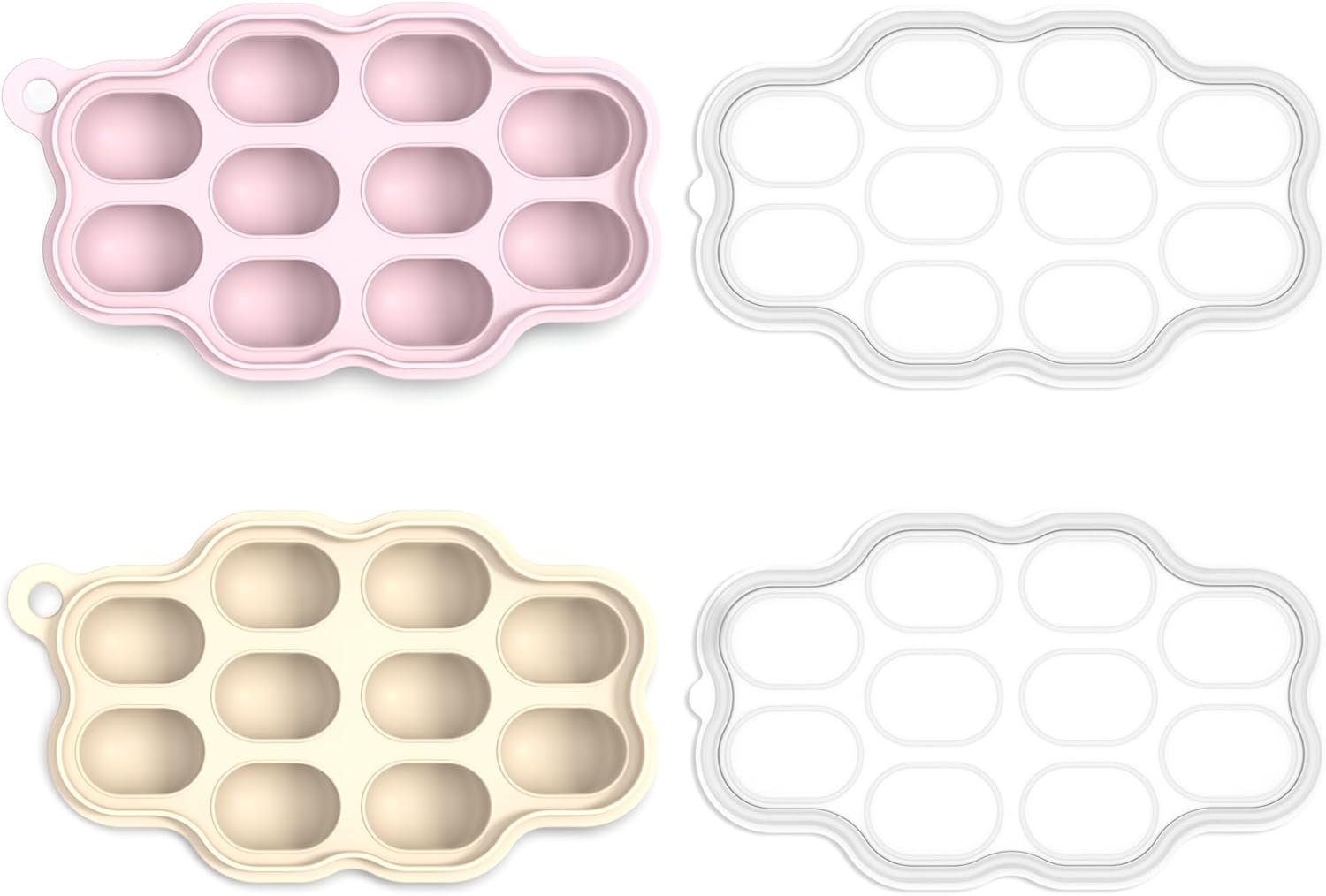 KingKam Baby Food Freezer Trays with Lids (2 Pack), Silicone Nibble Freezer Tray, Breastmilk Popsicle Molds, Baby Food Storage Containers Ice Cube Tray Maker