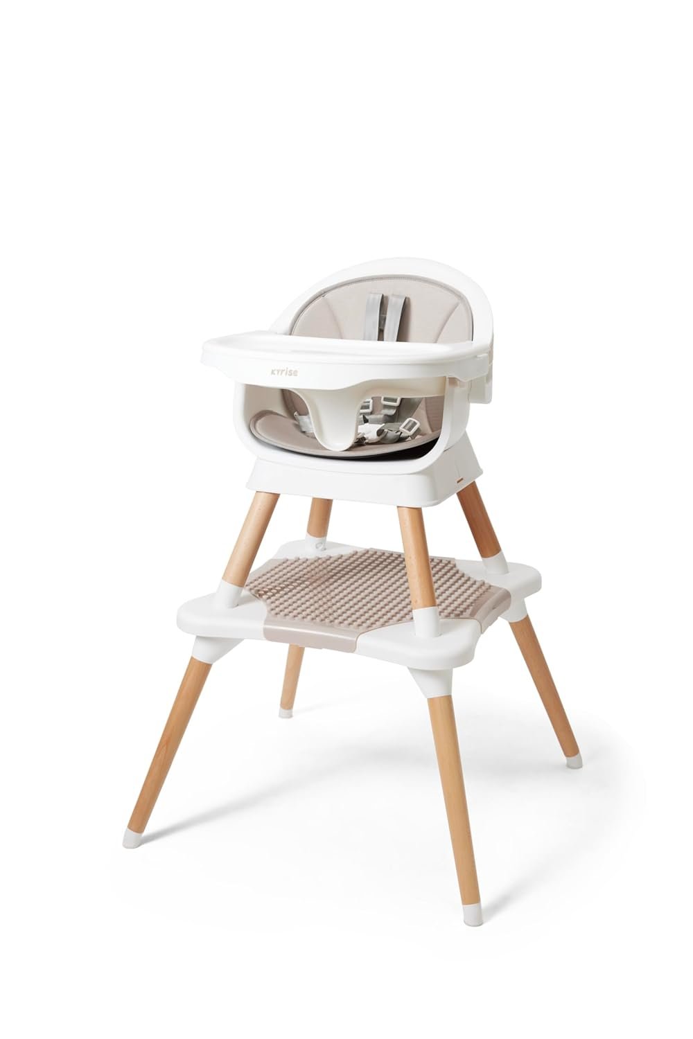 5-in-1 High Chair for Baby & Toddler – Convertible Baby Dining Seat – Portable Floor/Booster Seat – Adjustable Tray w. Cover – 5-Point Harness – Building Block Table & Chair – Stool (White)