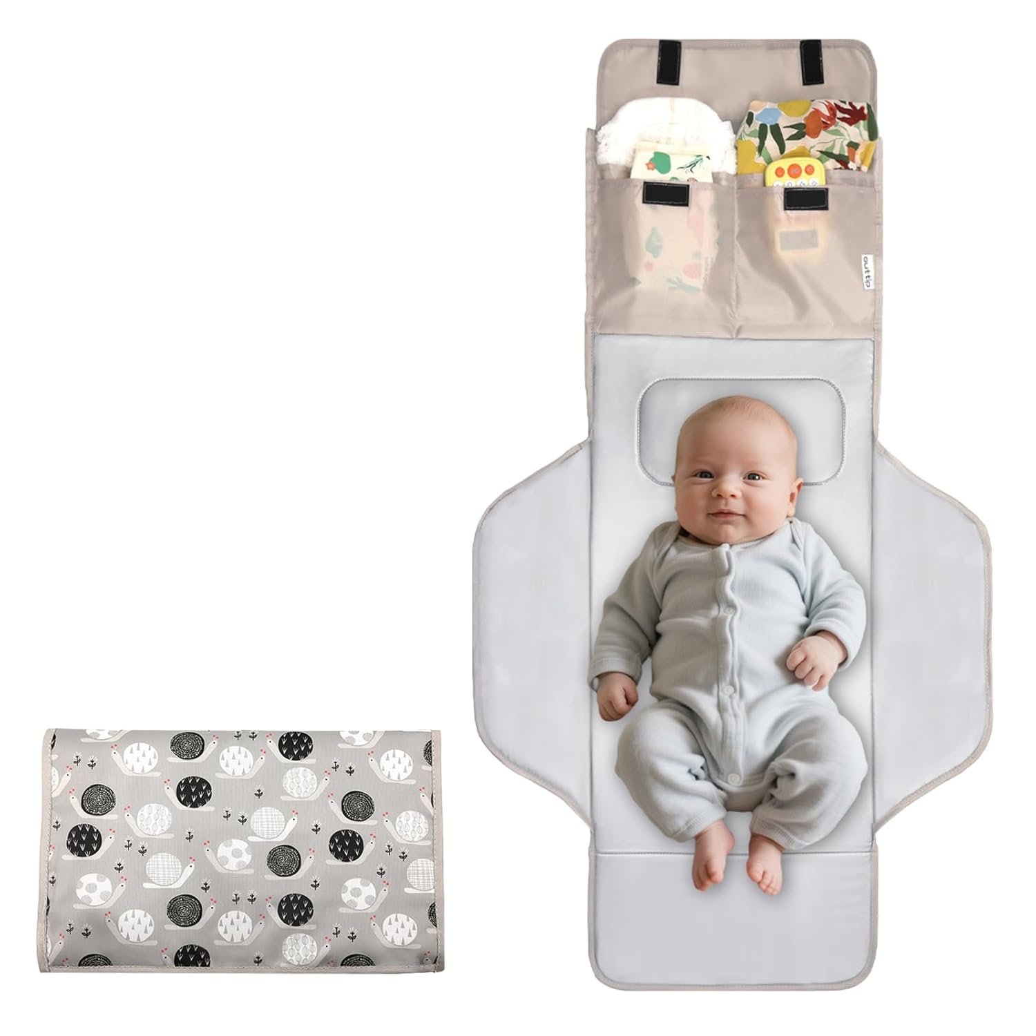 31″ X 24.2″ Extra Long Large Lightweight Toddler Diaper Changing Pad Travel, Cute Design 1-36 Month Infant Foldable Baby Changing Mat Wipeable, Changing Pad Portable for Station, Car, Stroller