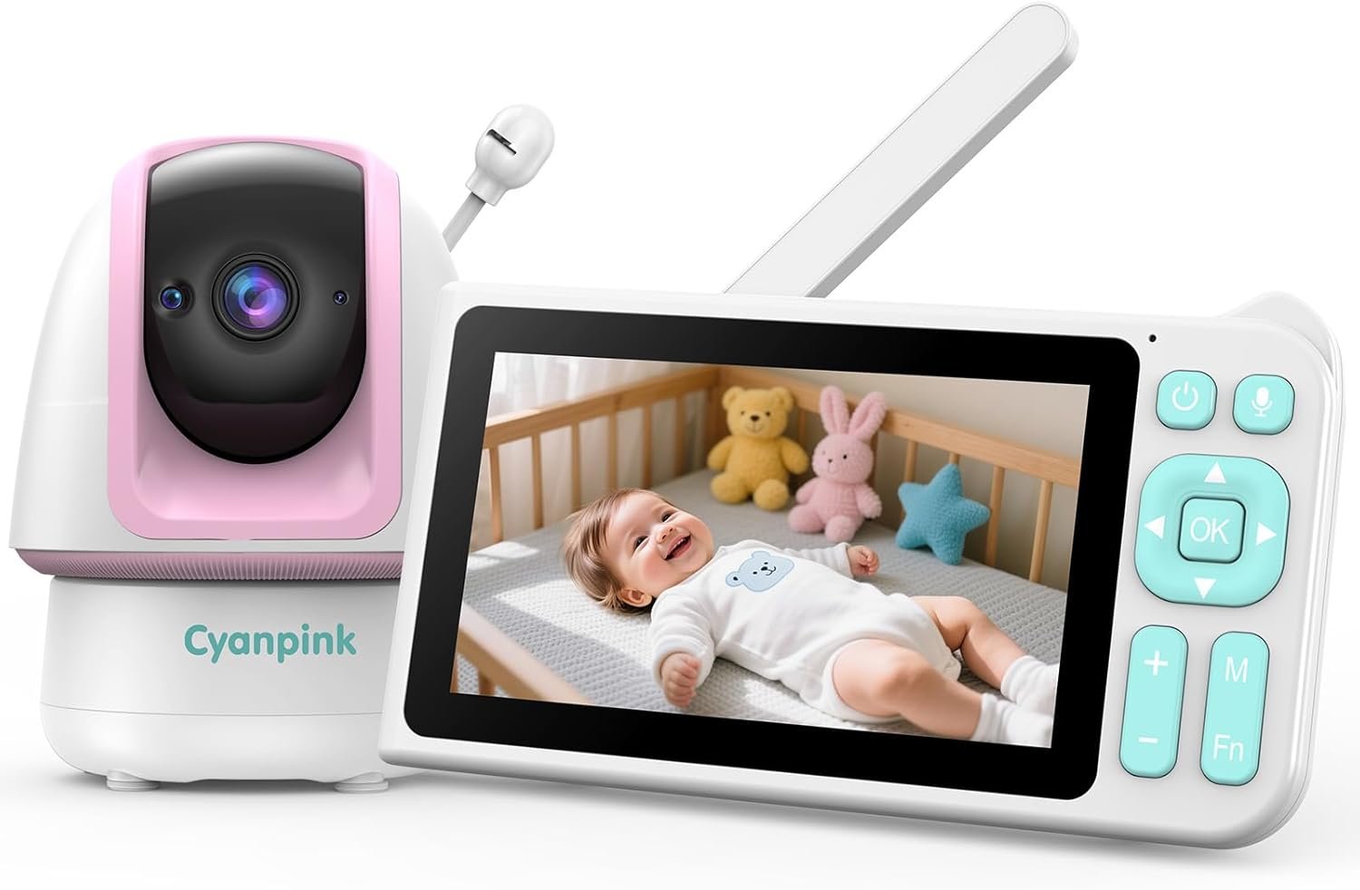 Video Baby Monitor, 2000ft Long Range, Enhanced Signal Stability, No WiFi, 5″ HD Screen, 5000mAh, 1080p Camera, Super Clear Night Vision, Pan-Tilt-Zoom, 2-Way Audio, AI Cry & Motion Alarm