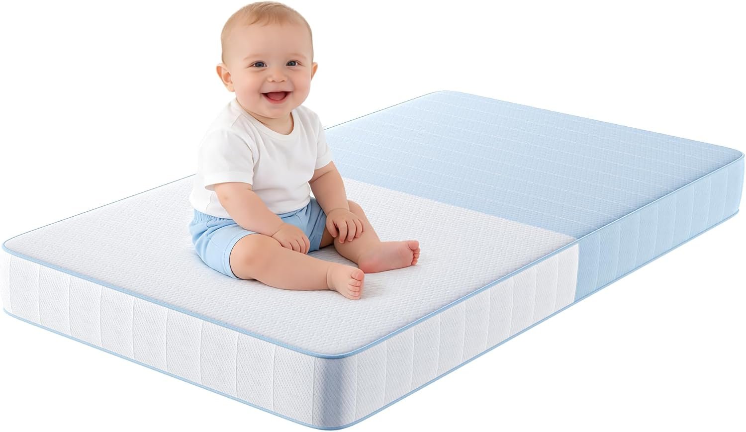 TeQsli Crib Mattress, Breathable Memory Foam Toddler Mattress, with Removable Machine Washable Cover, Fits Standard Baby & Toddler Bed (52″ x27.6″ x4.5″)