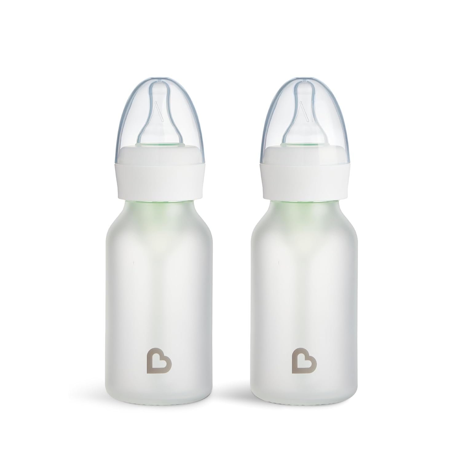 Munchkin Bond Glass Baby Bottles, Anti Colic Baby Bottles for Newborns, 4 oz Silicone Coated BPA Free Slow Flow Bottles for Breastfed Babies, Infant Feeding Bottle Set, 2 Pack, White