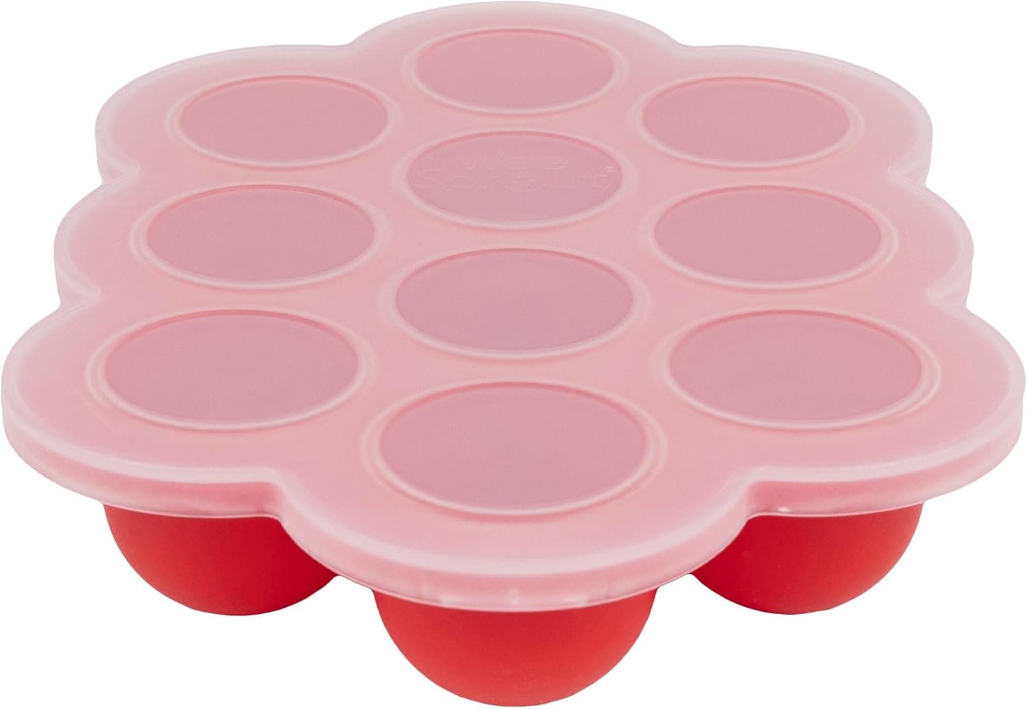 WeeSprout Silicone Baby Food Freezer Tray with Clip-on Lid – Perfect Storage Container for Homemade Baby Food, Vegetable & Fruit Purees, and Breast Milk (Bright Red, Ten 1.5 Ounce Sections)