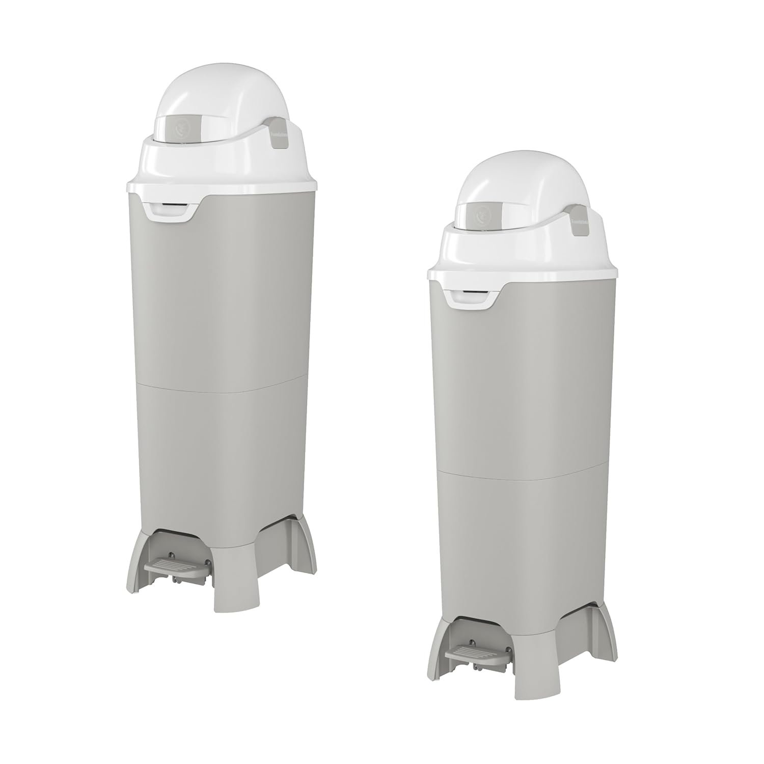 Foundations Mini Hands-Free Diaper Pail with Airtight Lid, Durable & Odorless Diaper Disposal, Large Capacity, Holds up to 30 Newborn Diapers, Refill with Any Bags, Baby Registry Gift – 2 Pack, Gray