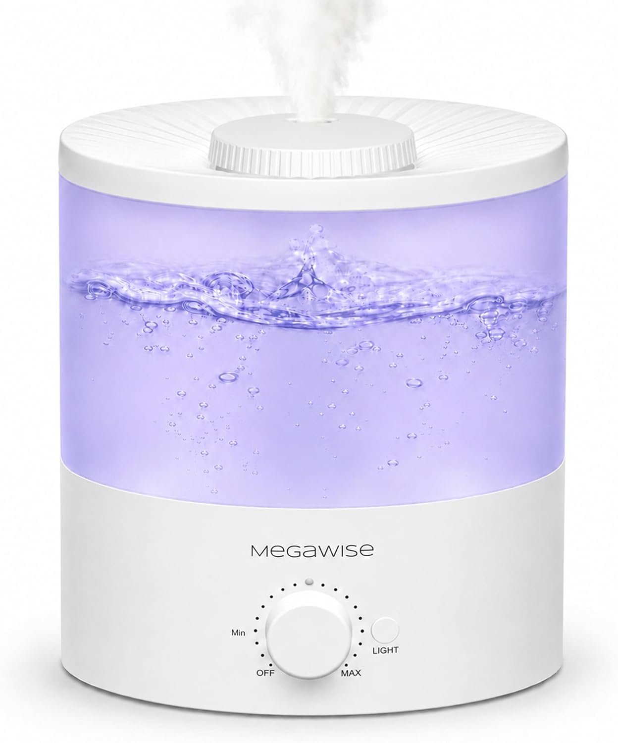 Megawise Cool Mist Humidifiers for Bedroom, 2L Tank Ultra-Quiet Humidifier for Large Room, 40H Runtime with 7 Color Ambient Light, Auto Shut-Off Protection