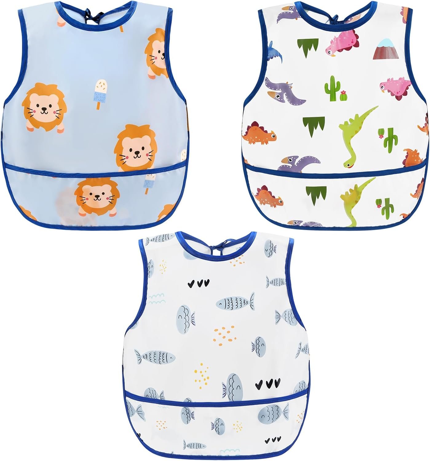 Accmor Waterproof Baby Bibs for Eating, Mess Proof Toddler Feeding Bibs for Girls Boys ﻿