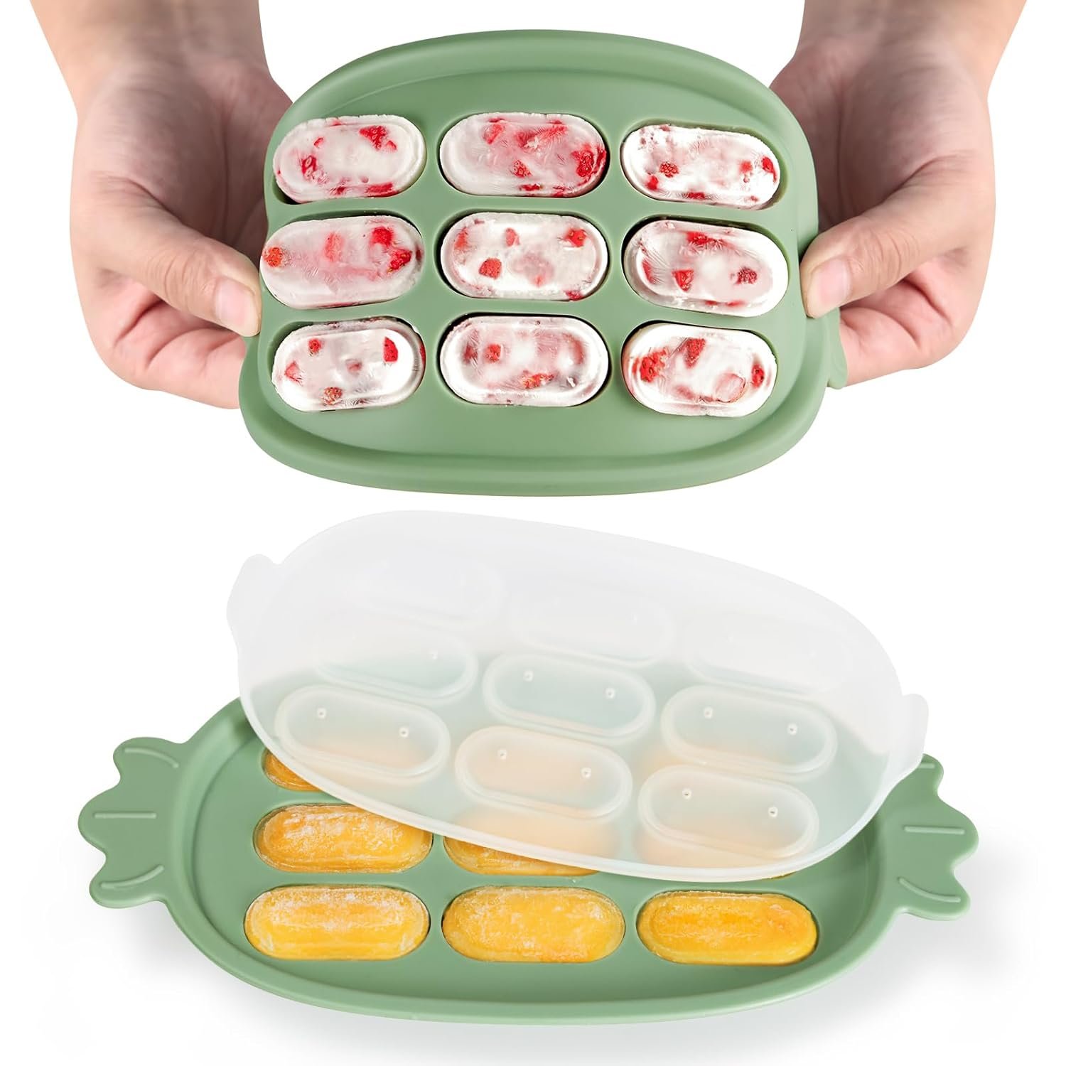 Haakaa Baby Popsicle Mold – Baby Food Maker & Breastmilk Teething Freezer Tray – BPA Free Silicone-Green