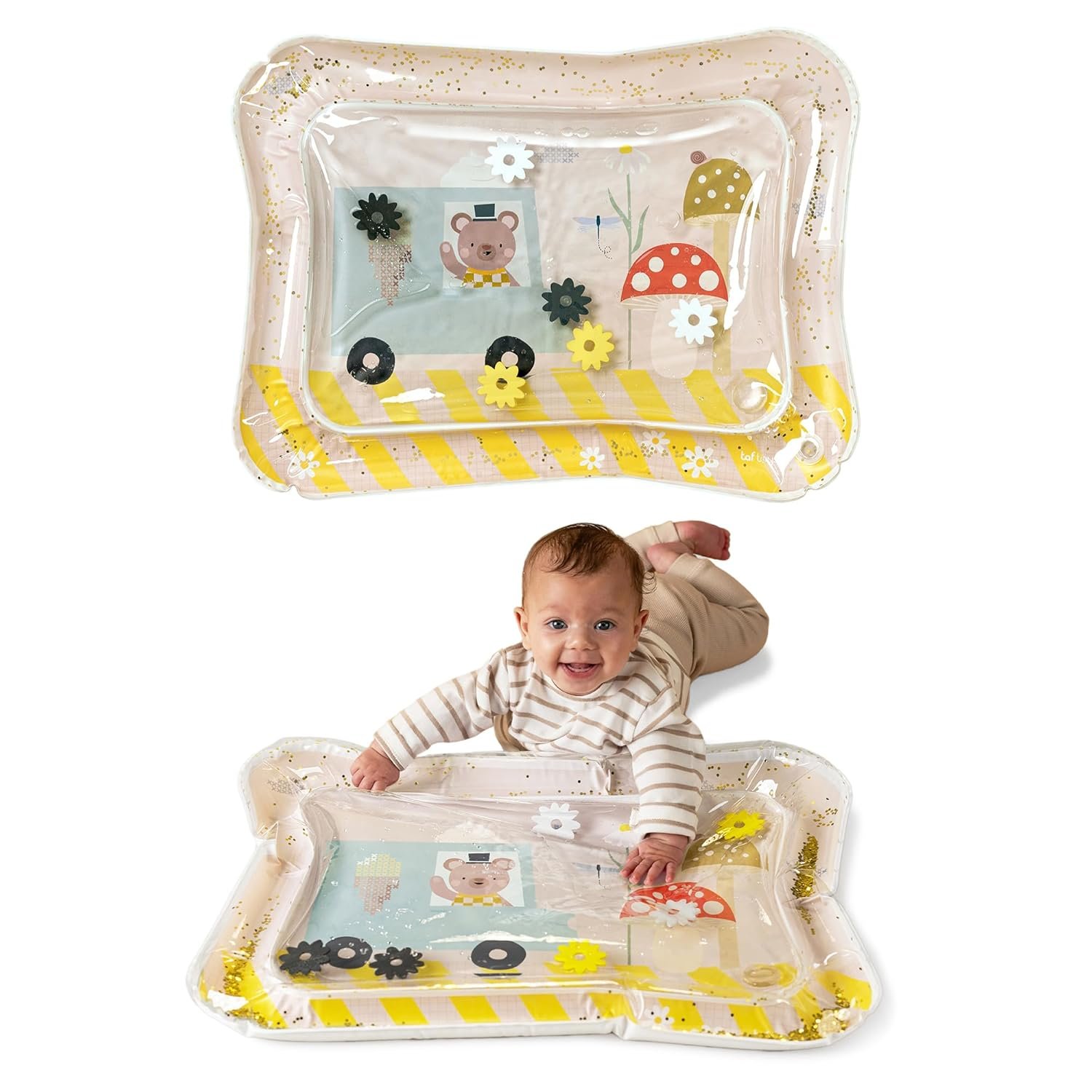 Taf Toys Tummy Time Water Mat for Babies – Stimulating Baby Water Play mat, Tummy Time Sensory Mat with Floating Toys – Tummy Time Play Mat, Premium Water Mat for Babies, Infant Toys (Ice Cream Bear)