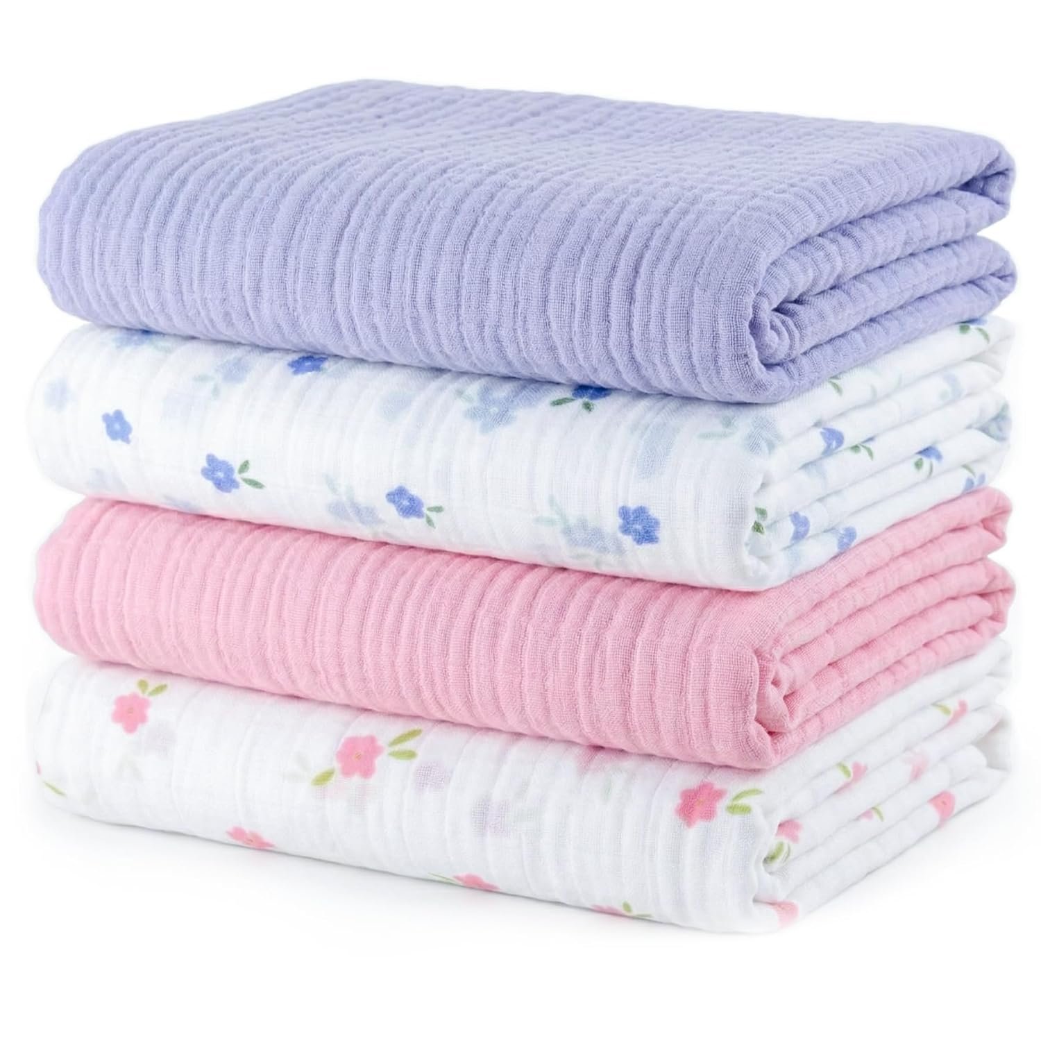 Muslin Swaddle Blankets for Newborns, 4 Pack Multipurpose 100% Organic Cotton, Ultra Soft Breathable Receiving Blanket 47 x 47 inches, Swaddle Wrap for Baby Boys & Girls
