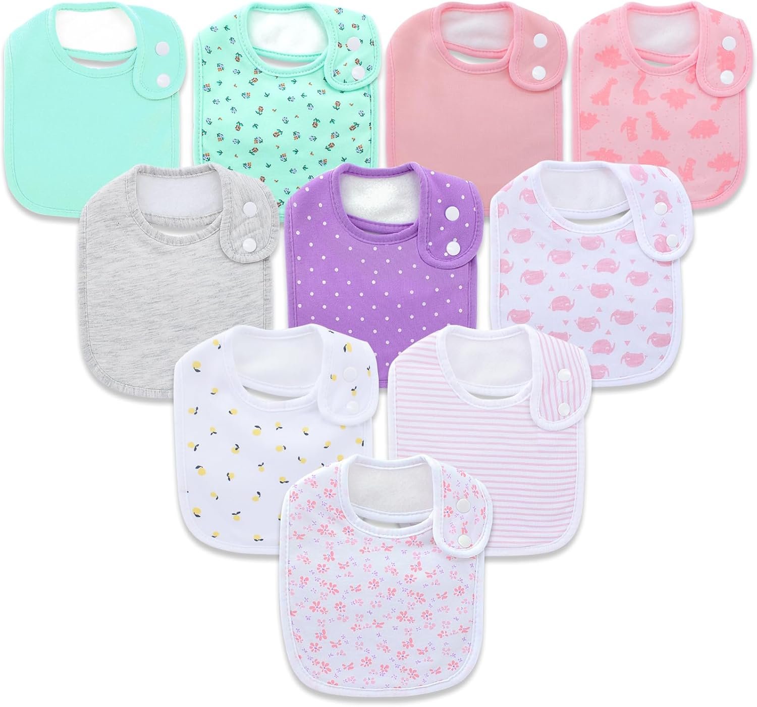 Hakochia Waterproof Baby Bibs Organic Cotton Super Soft and Absorbent With Adjustable Snap for Baby Boys and Girls