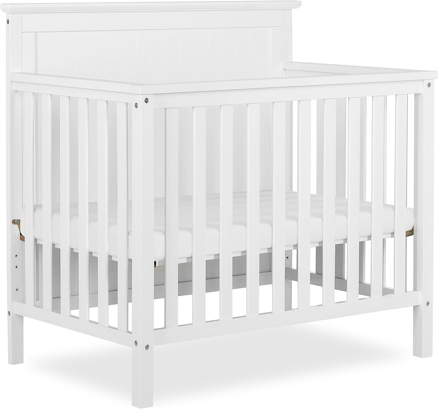Dream On Me Ava 4-in-1 Mini Baby Crib with Daybed & Twin Bed Conversion in White, GreenGuard Gold & BSA, Non-Toxic Finish, 3-Position Adjustable Height, Includes 1″ Mattress Pad