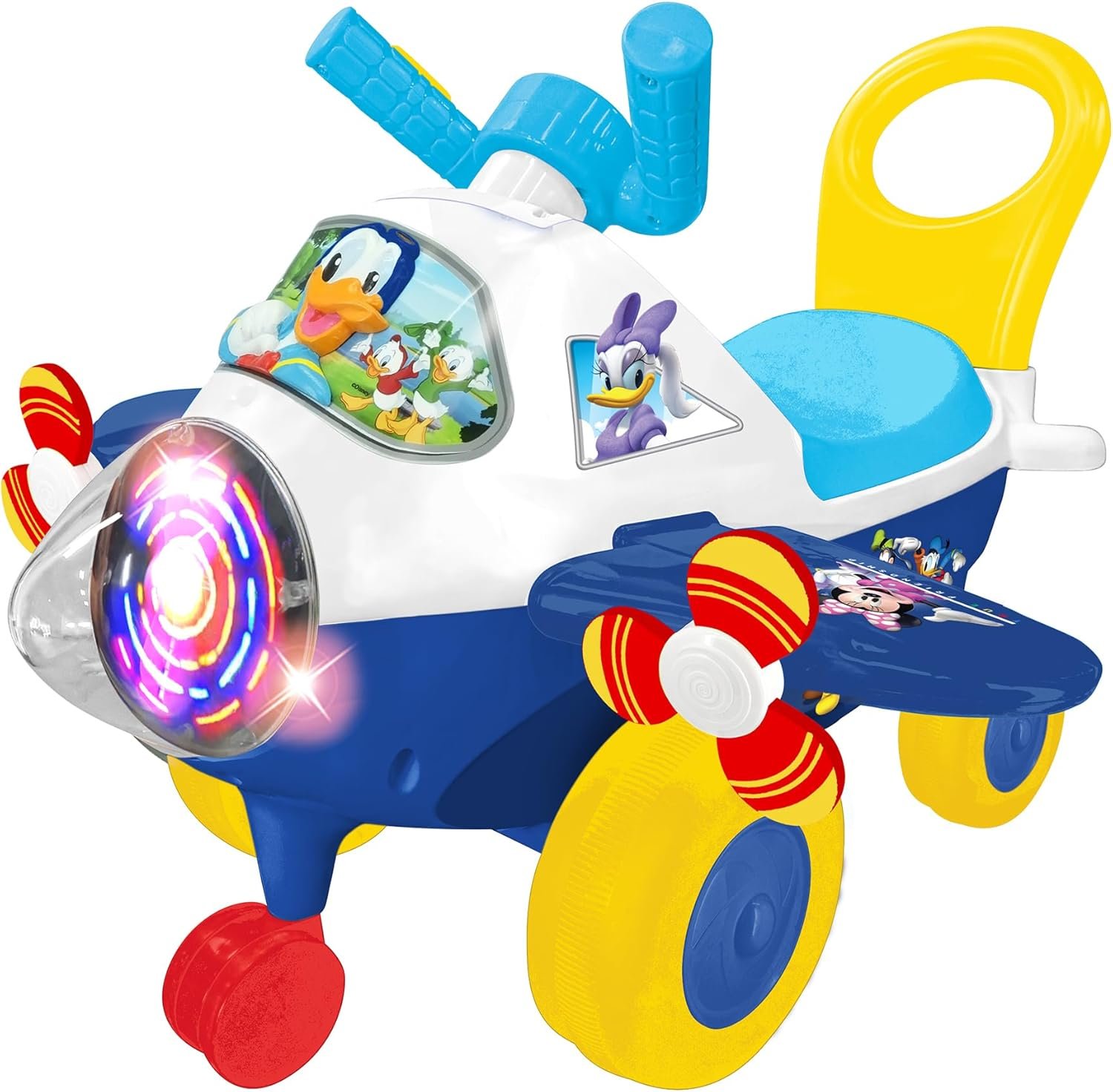 Kiddieland Disney Donald Duck Activity Plane Ride-On, Foot-to-Floor Lights & Sounds with Interactive Steering Wheel, Dashboard, Parent Handle, Ages 12–36 Months