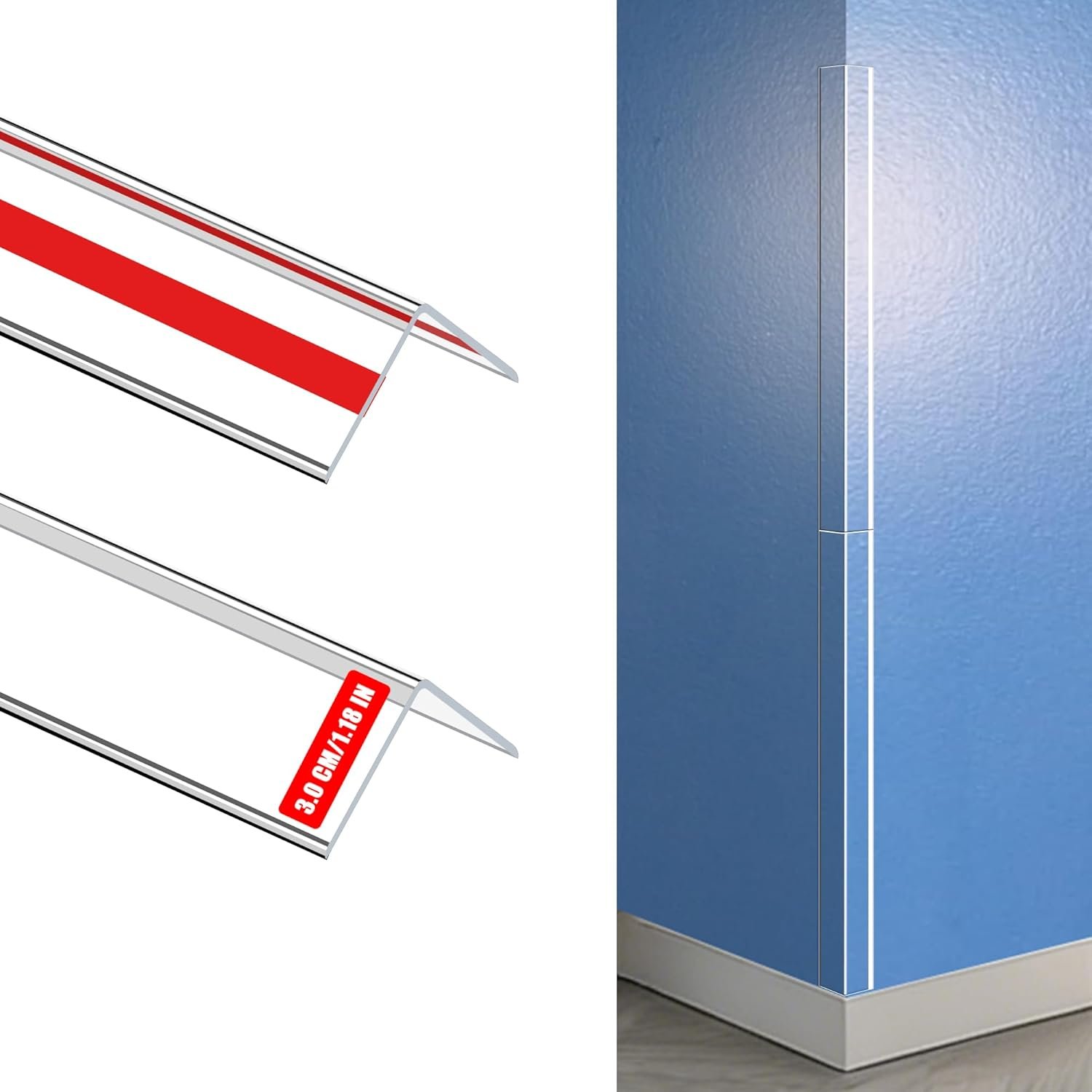 Clear Self-Adhesive Wall Corner Protectors-2 PCS of Corner Guards & Edge Protector for Baby, Furniture, Door, Tables, Cover Sharp Furniture, Easy to Install (3×40.6cm/1.18x16in)