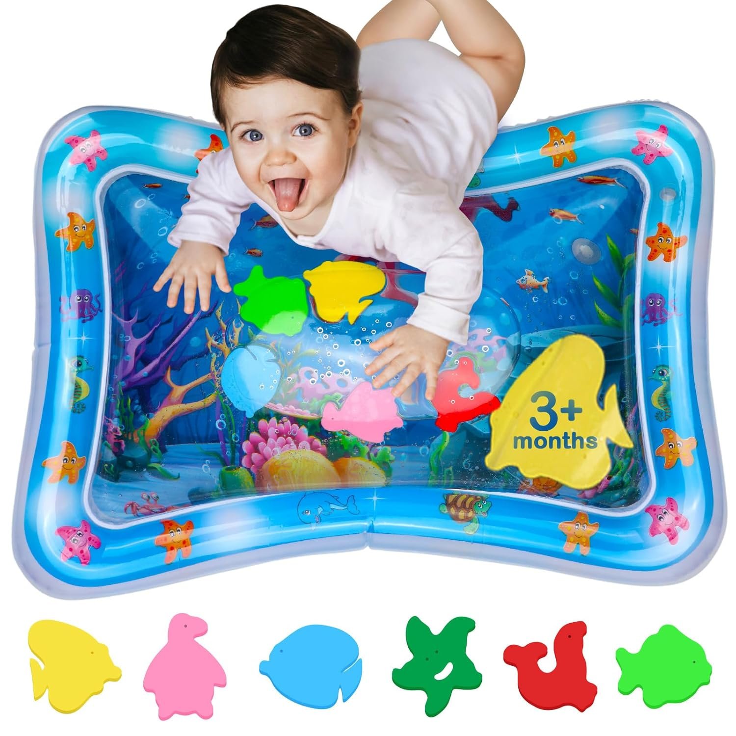 Tummy Time Water Mat – Inflatable Water Play Pad for Babies – Sensory Tummy Time Mat for Floor Play – 100% BPA-Free & Leakproof – Baby, Infants 3-12 Months