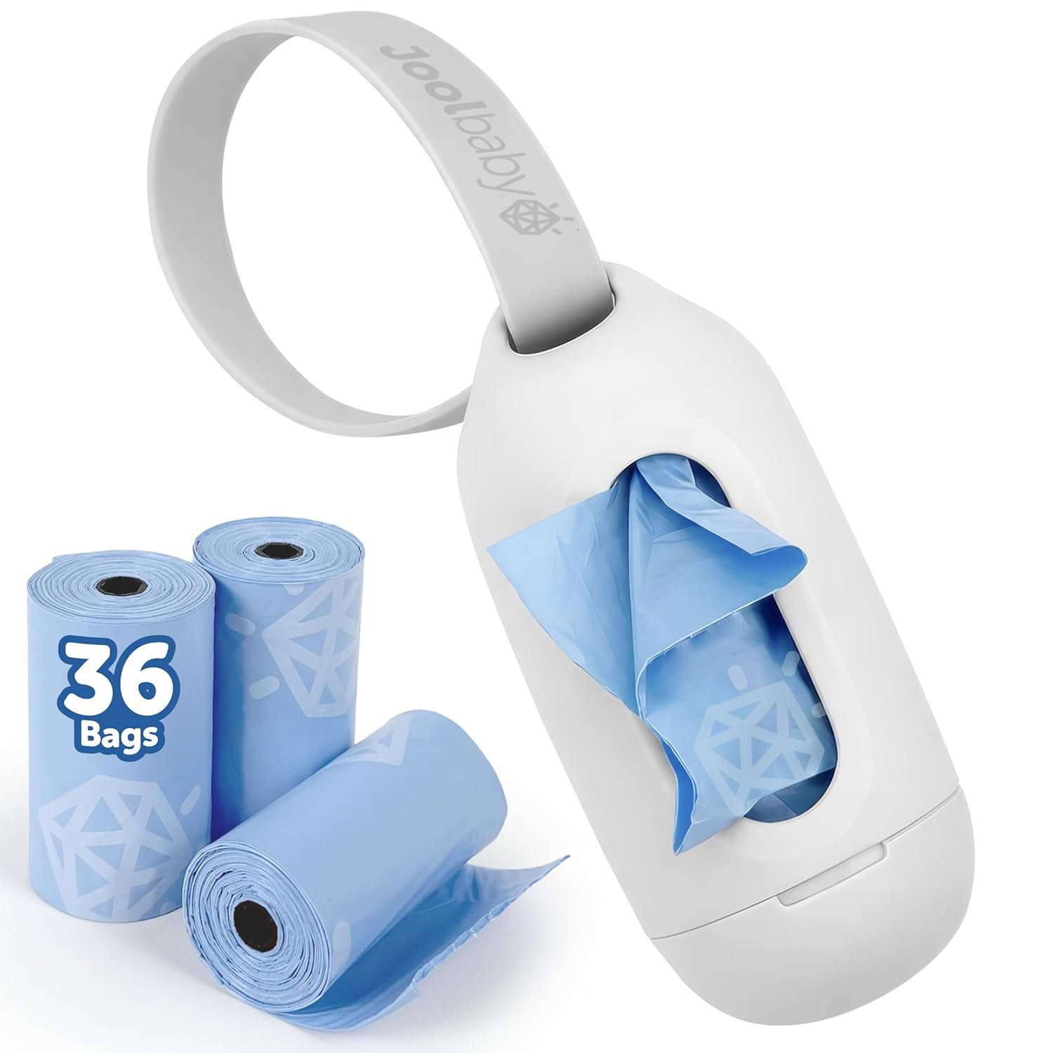 Jool Baby Disposable Diaper Bag Dispenser (Gray) + 3 Refill Rolls (Lavender-Scented) – Attaches to Stroller or Diaper Bag for On-the-Go Convenience