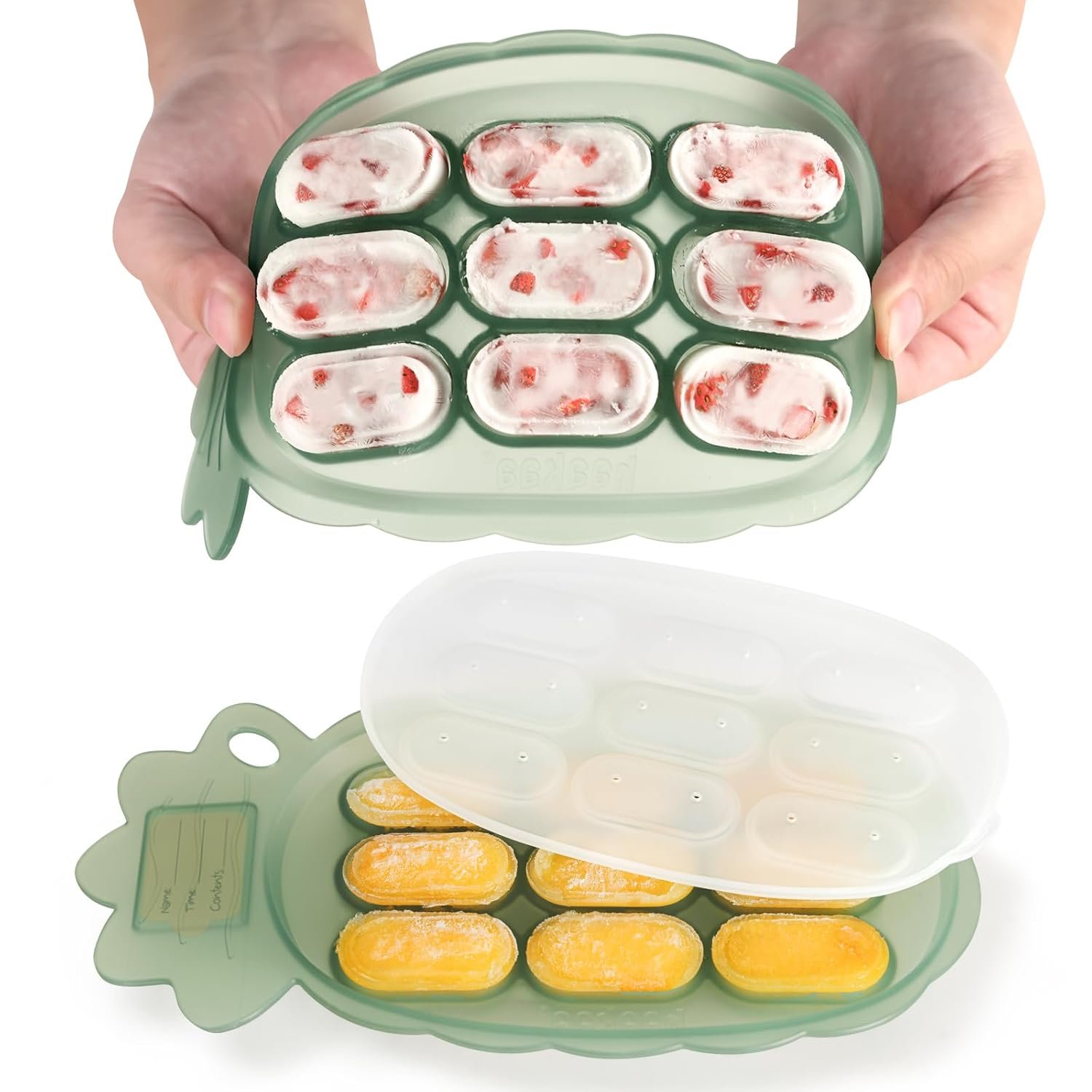 Haakaa Silicone Nibble Freezer Tray -Breastmilk Teething Popsicle Mold – Baby Fruit Food Feeder Teether Tray – Baby Food Maker – Ice Cube Tray – 4 Months+ Babies – BPA Free Silicone -Green