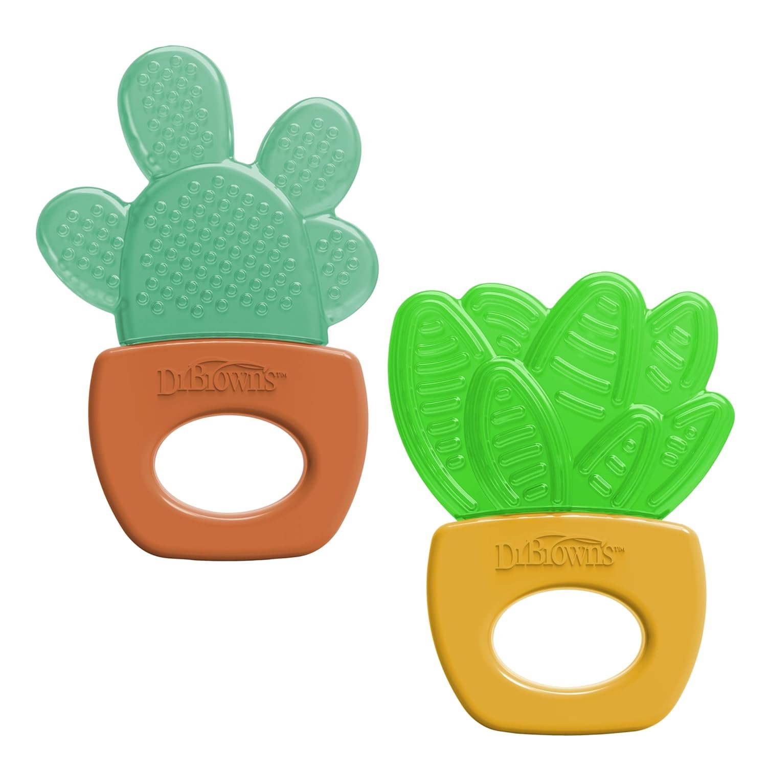 Dr. Brown’s AquaCool Water-Filled Teether, Cooling Baby Teether Toy for Sore Gums, Green Cactus, BPA-Free, 3m+, 2-Pack