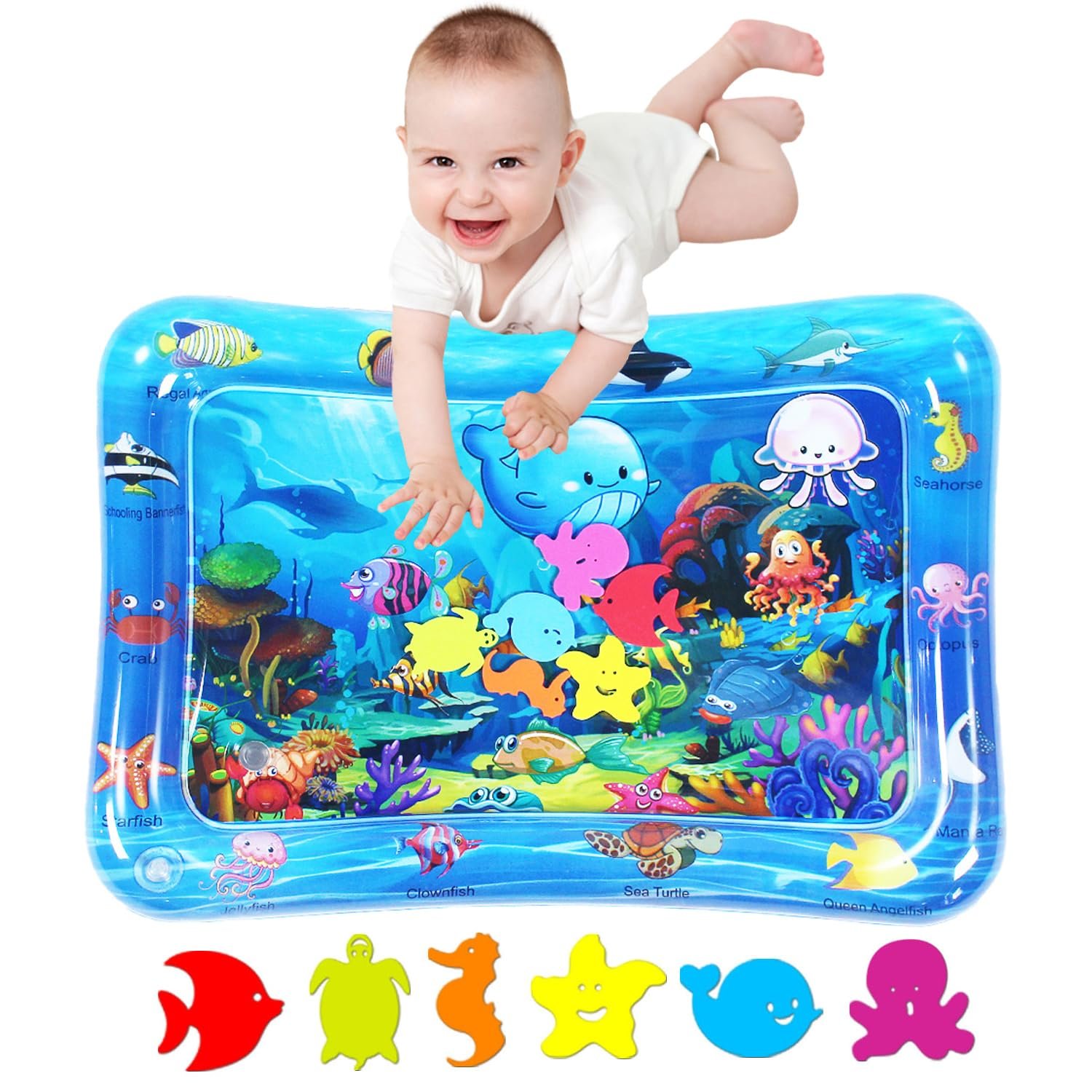 ZHUYNXIR Infant Play mat, Inflatable Play Mat Water Cushion Baby Water mat, Fun Early Development Activity Play Center for Newborn (27.5×20 in)